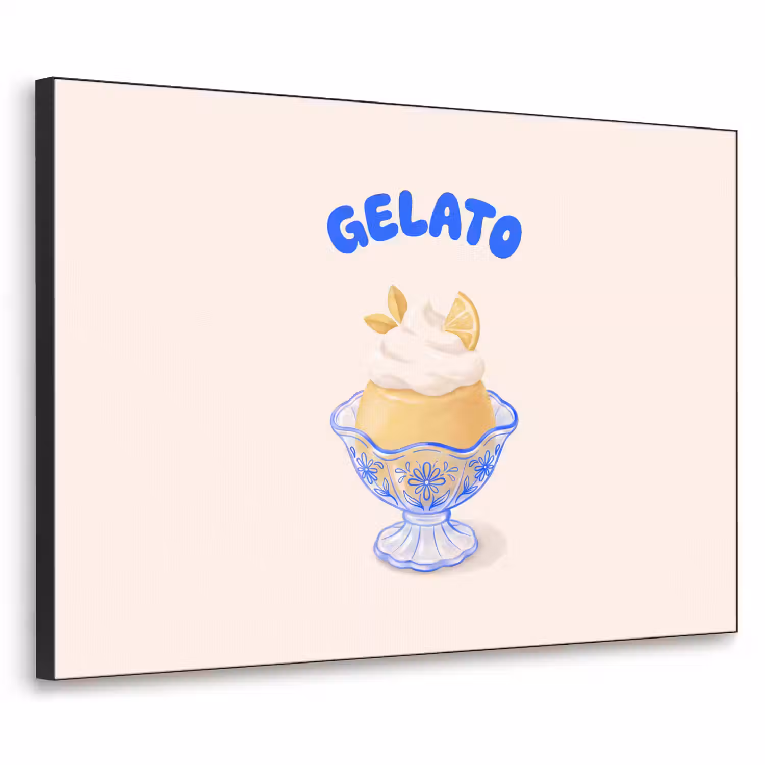 IJs - Citroen - Illustratie - Geel - Dessert Textielframe zwart klein -3d