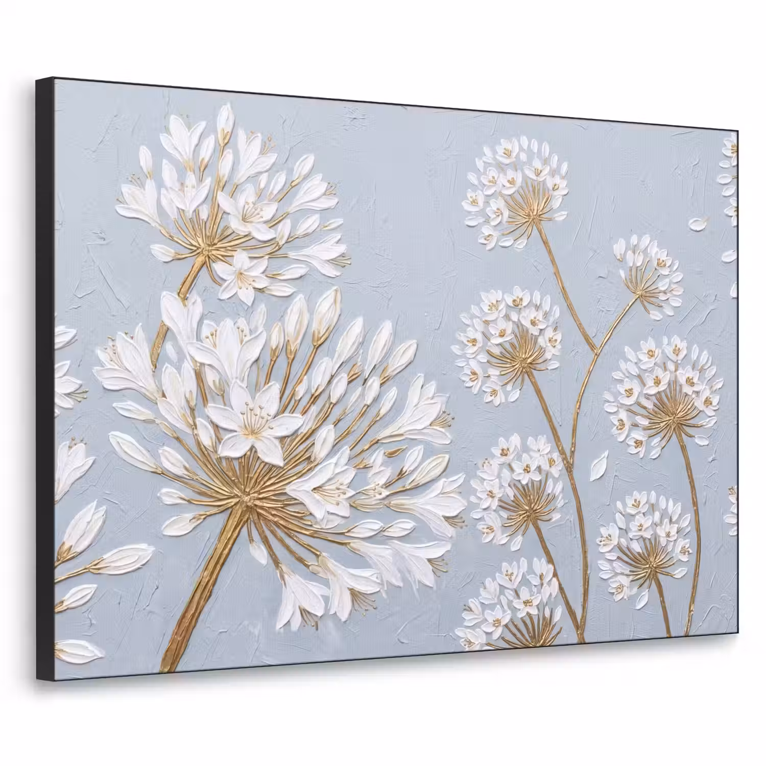Illustratie - Bloemen - Blauw Textielframe zwart klein -3d