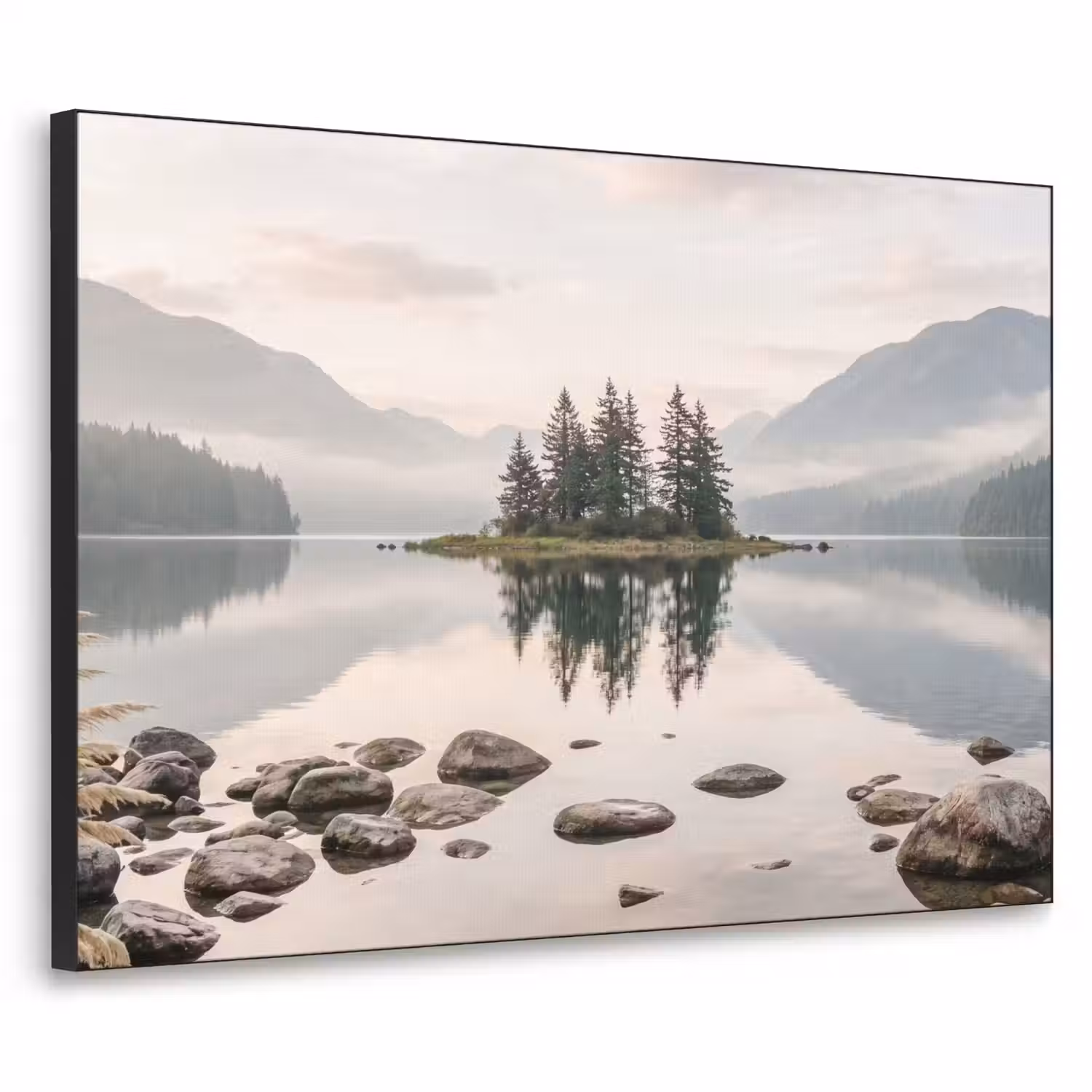 Meer - Bergen - Landschap - Groen Textielframe zwart klein -3d