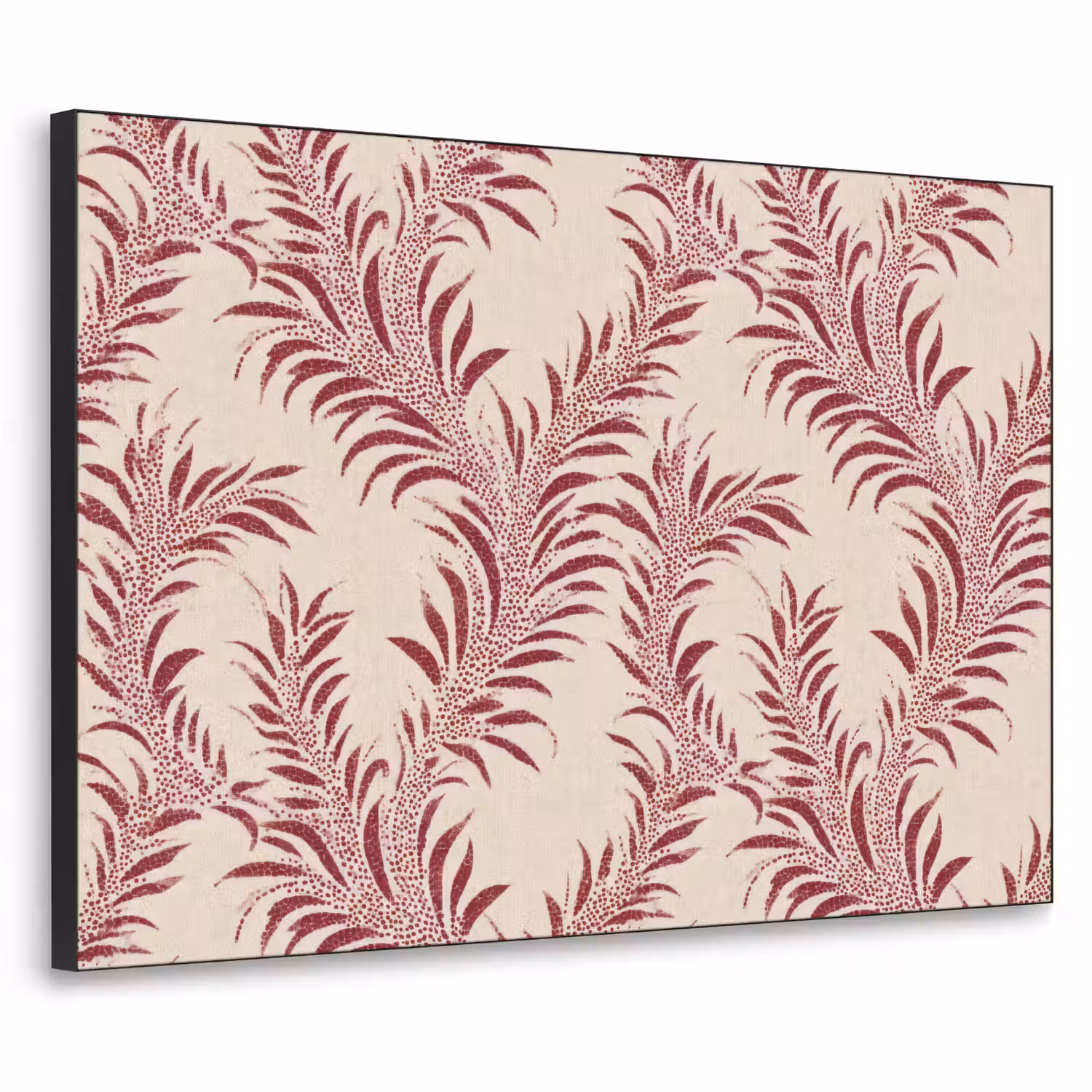 Bladeren - Linnen - Rood Textielframe zwart klein 947 -3d