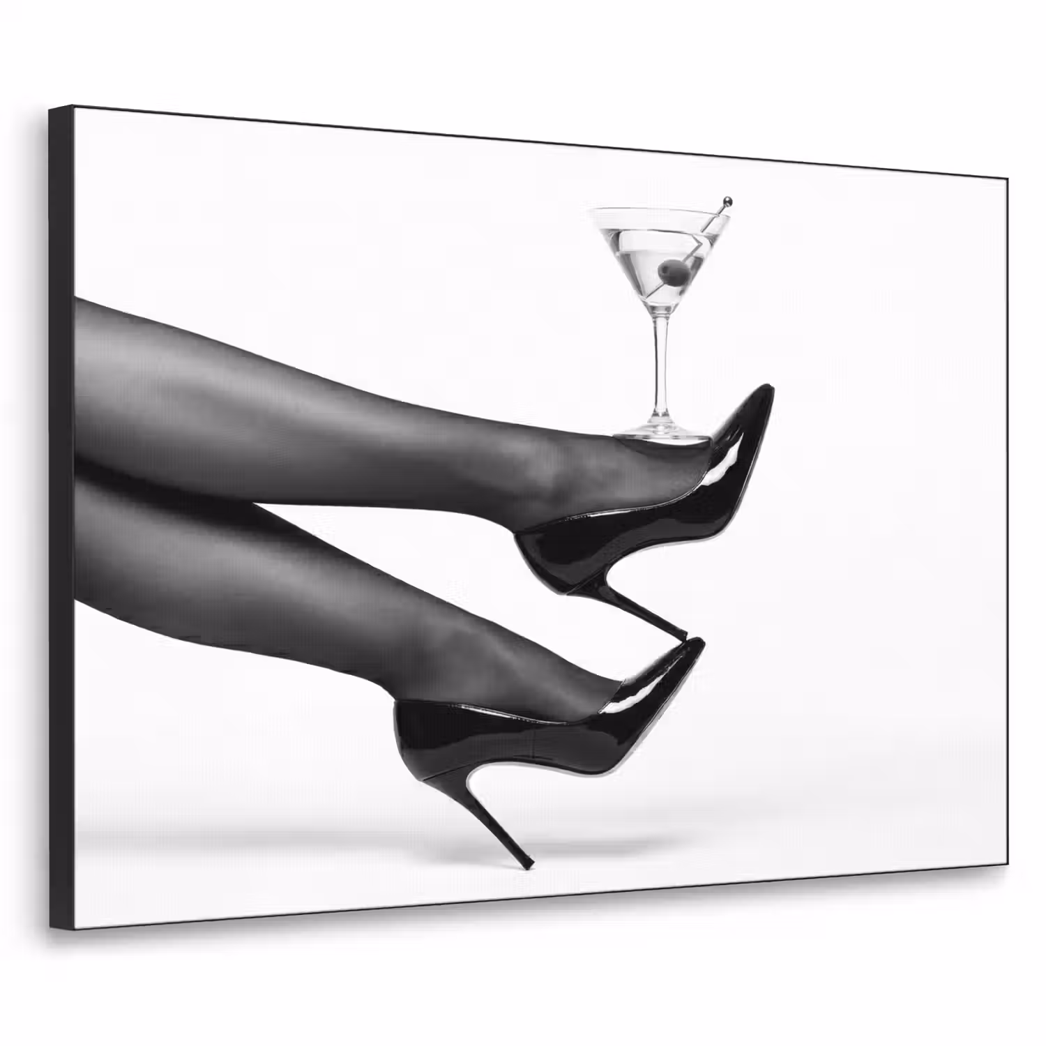 Benen - Hakken - Glas - Zwart - Wit - Speels Textielframe zwart klein -3d