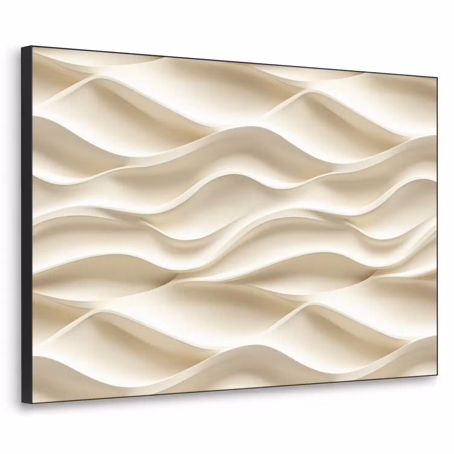 Lijnen - Golvend - Crème Textielframe zwart klein 947 -3d