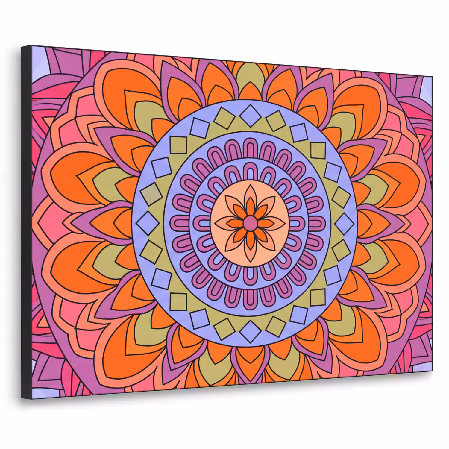 Mandala - Cirkel - Abstract - Kleurrijk - Patroon Textielframe zwart klein -3d