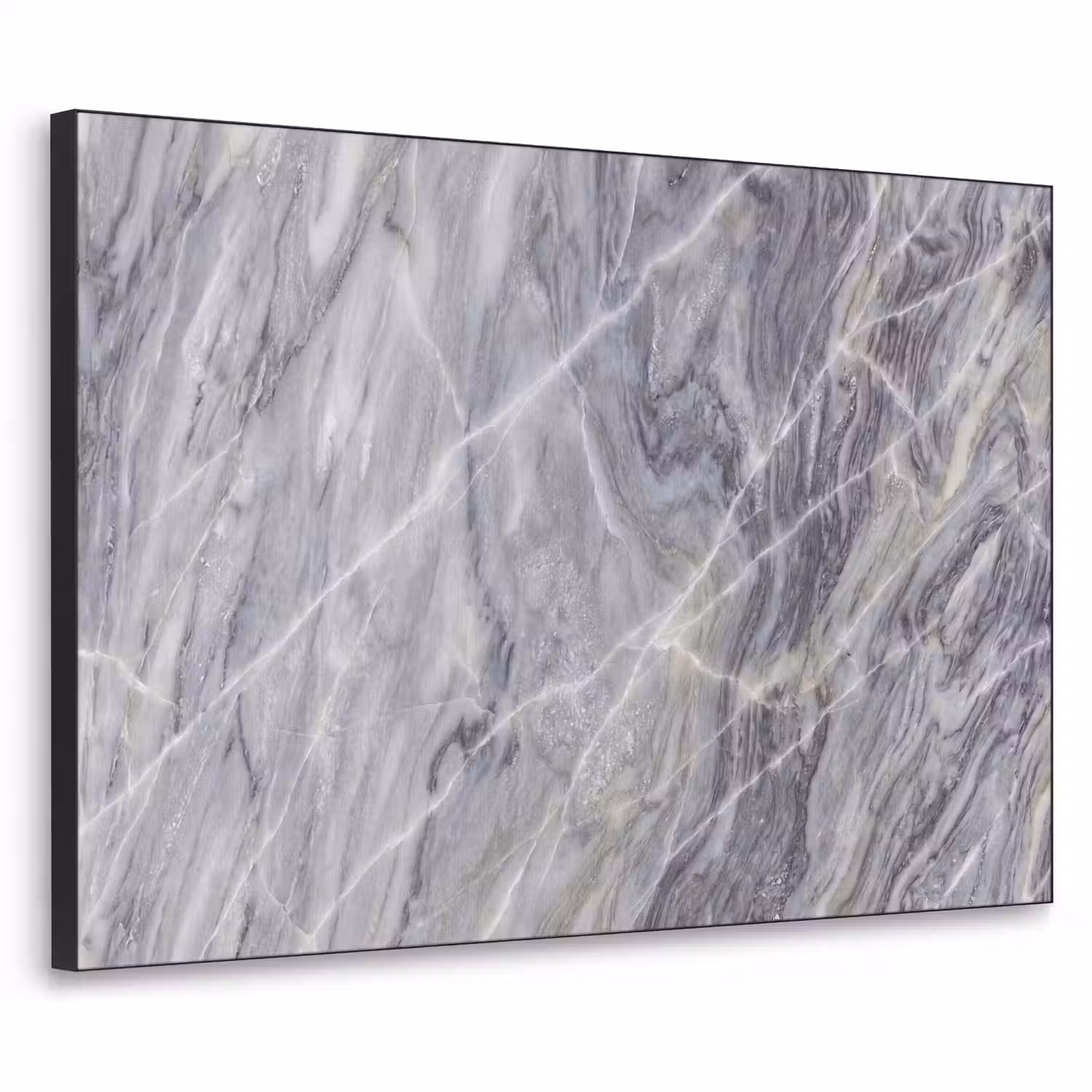 Marmer - Ader - Patroon - Abstract - Grijs Textielframe zwart klein -3d