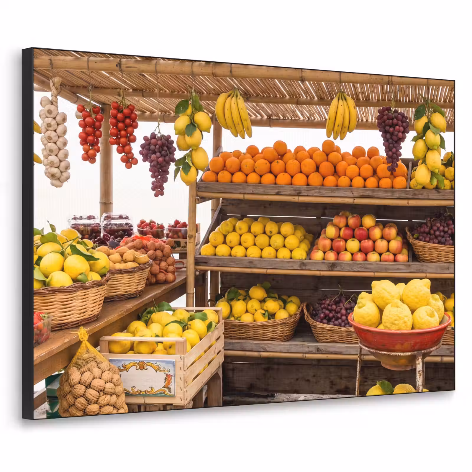 Art Frame - Market Stall - Fruit - Fresh - Marktkraam - Fruit - Vers Textielframe zwart klein