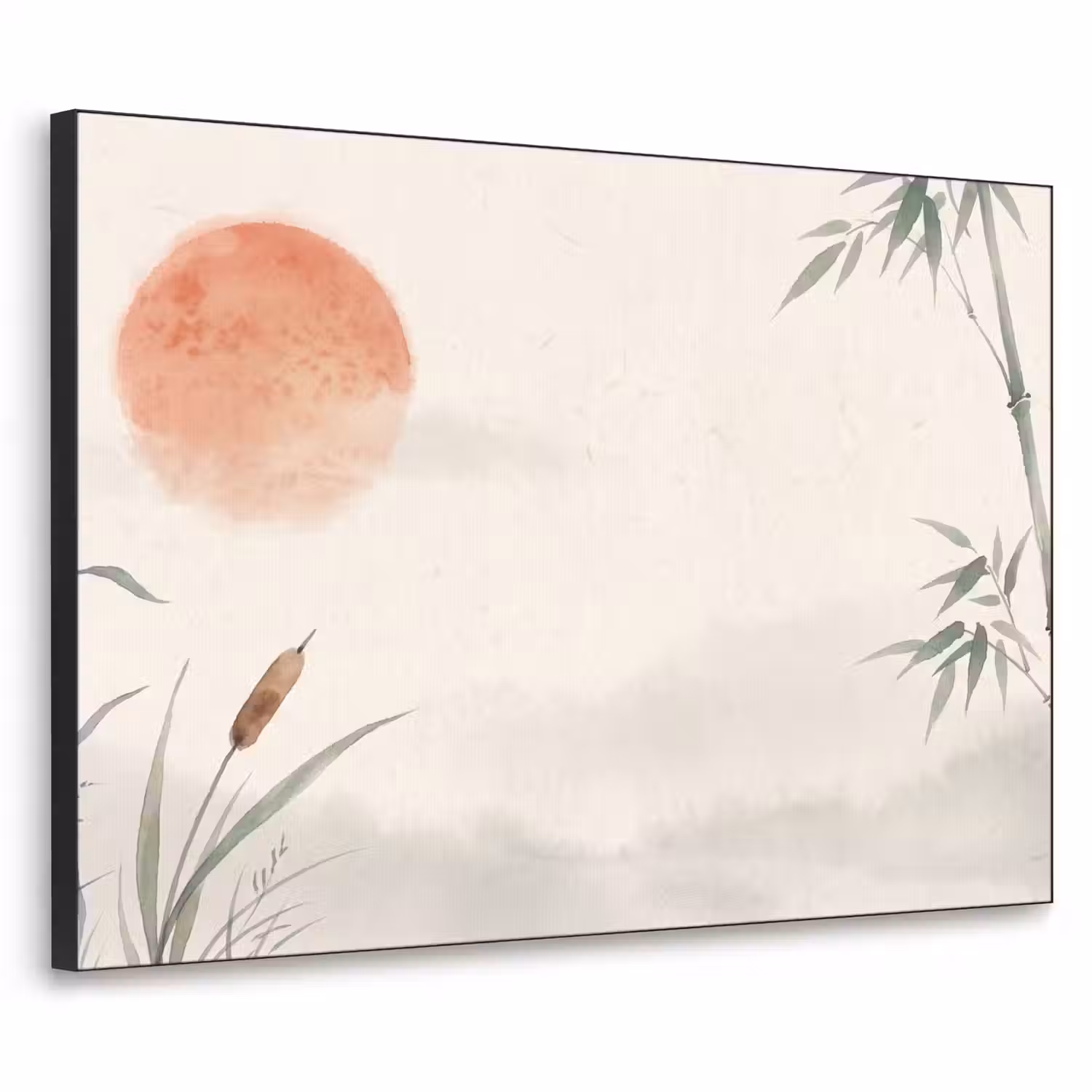 Minimalistisch - Bamboe - Groen Textielframe zwart klein -3d