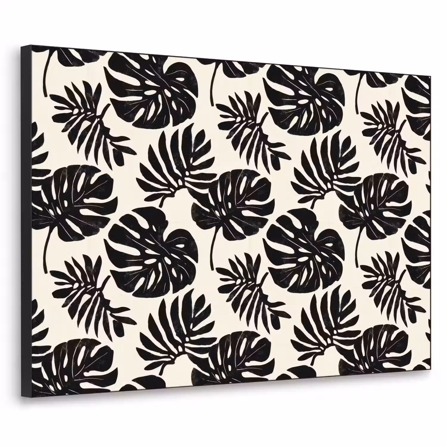 Modern - Monstera - Zwart Textielframe zwart klein 947 -3d
