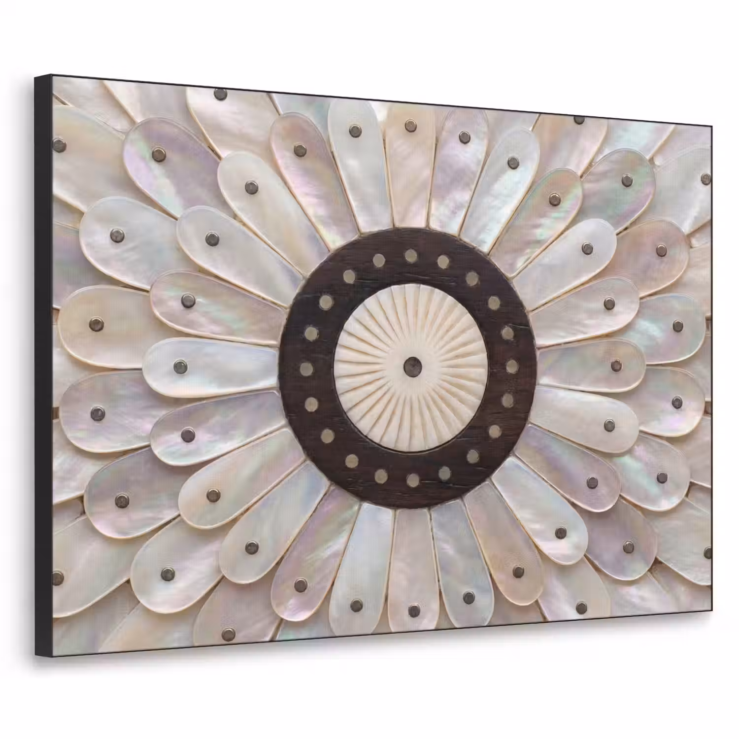 Parelmoer - Patroon - Decoratie - Ambacht - Wit Textielframe zwart klein -3d