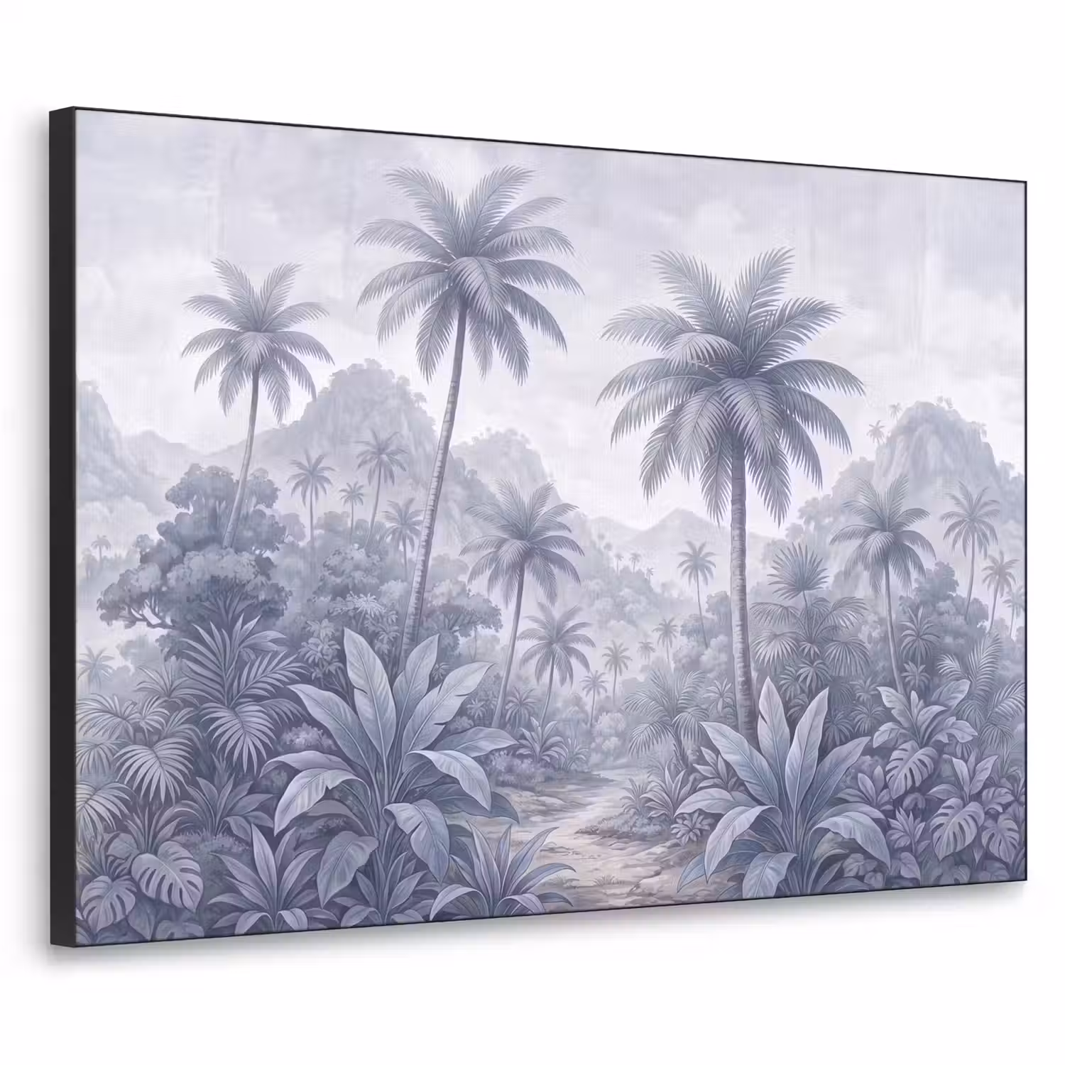 Natuur - Boom - Tropisch - Landschap - Blauw Textielframe zwart klein -3d