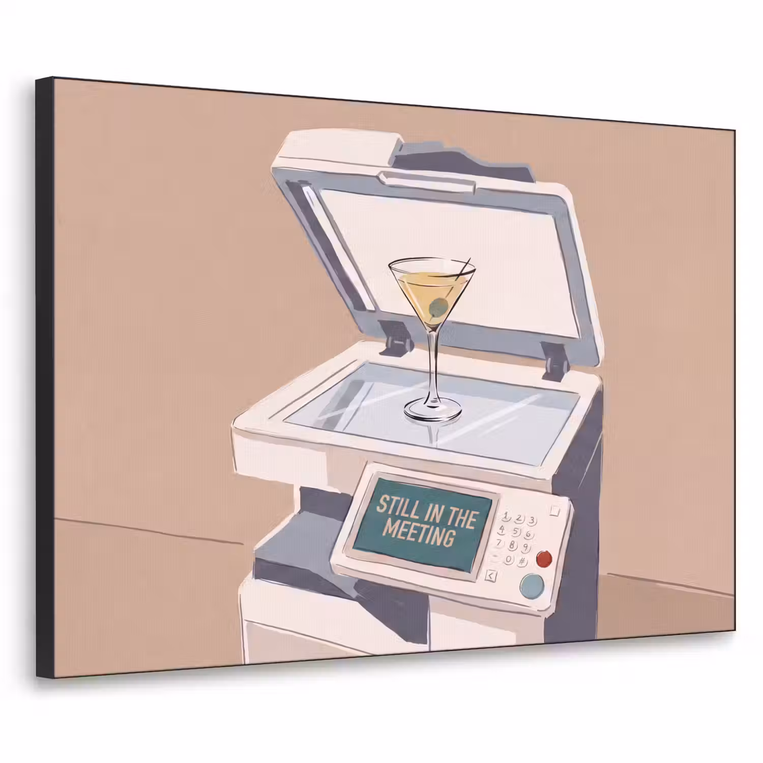 Kantoor - Drank - Humor - Illustratie Textielframe zwart klein -3d