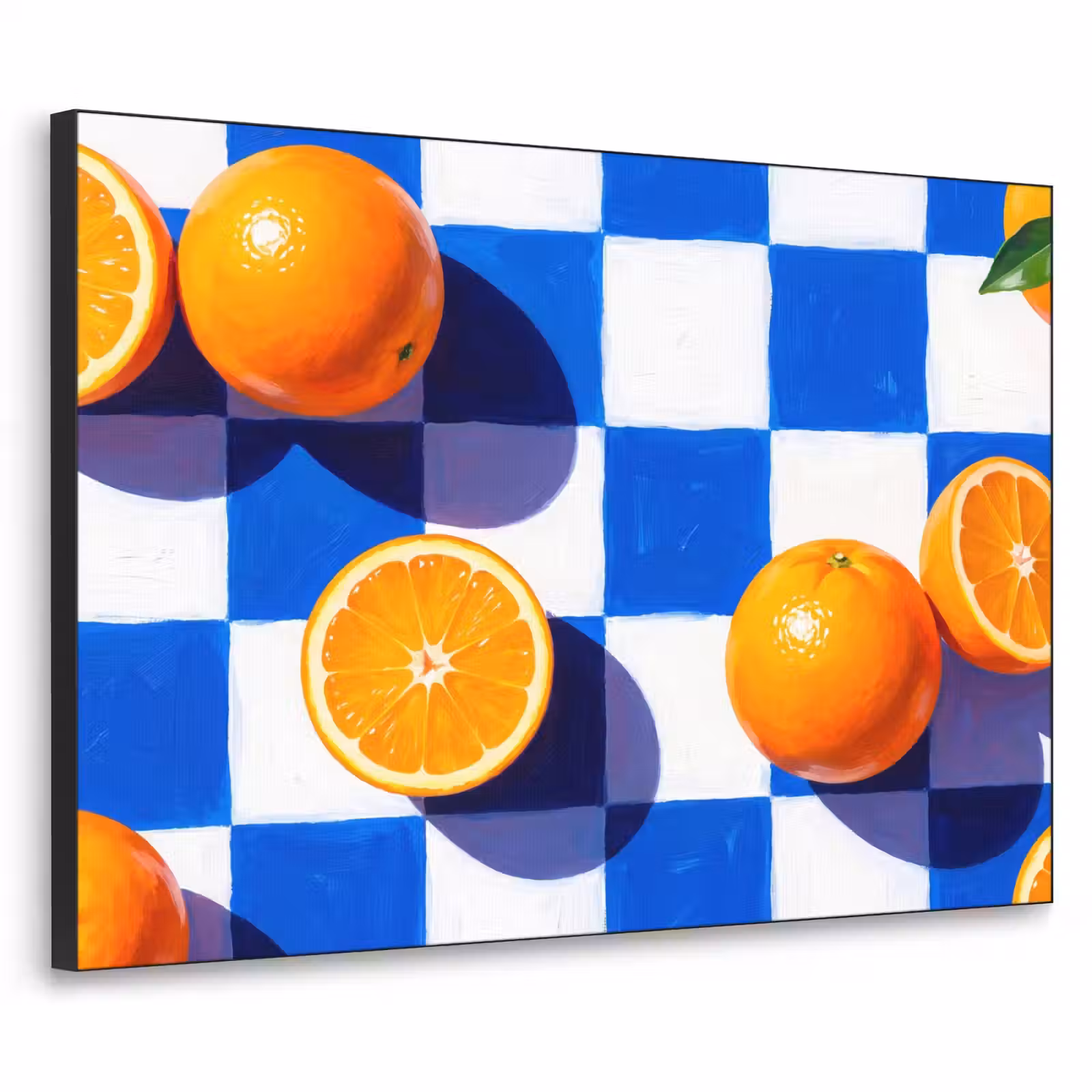 Art Frame - Orange - Checkered - Food - Sinaasappel - Geruit - Eten Textielframe zwart klein