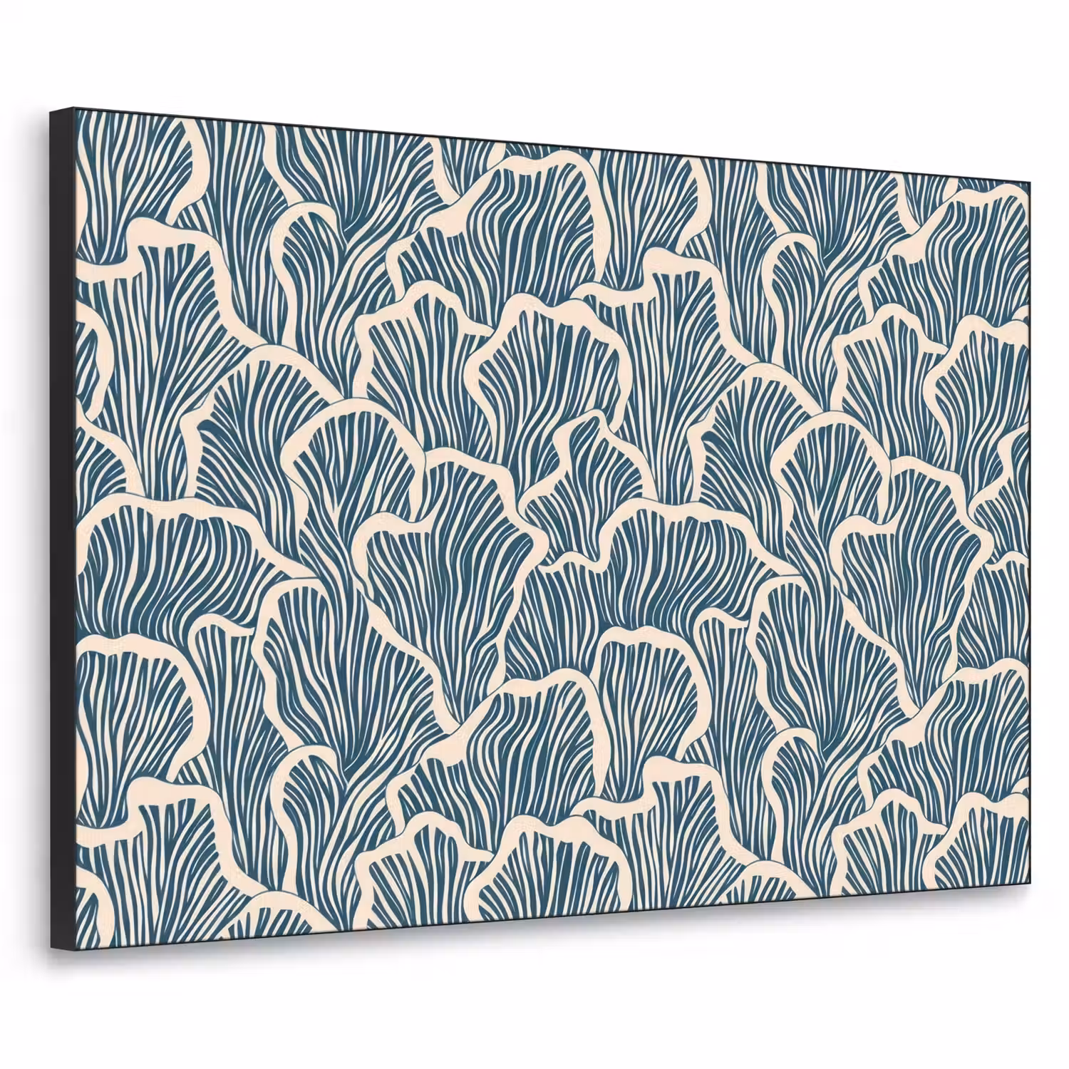 Organisch - Blauw - Crème - Schelpen Textielframe zwart klein 947 -3d