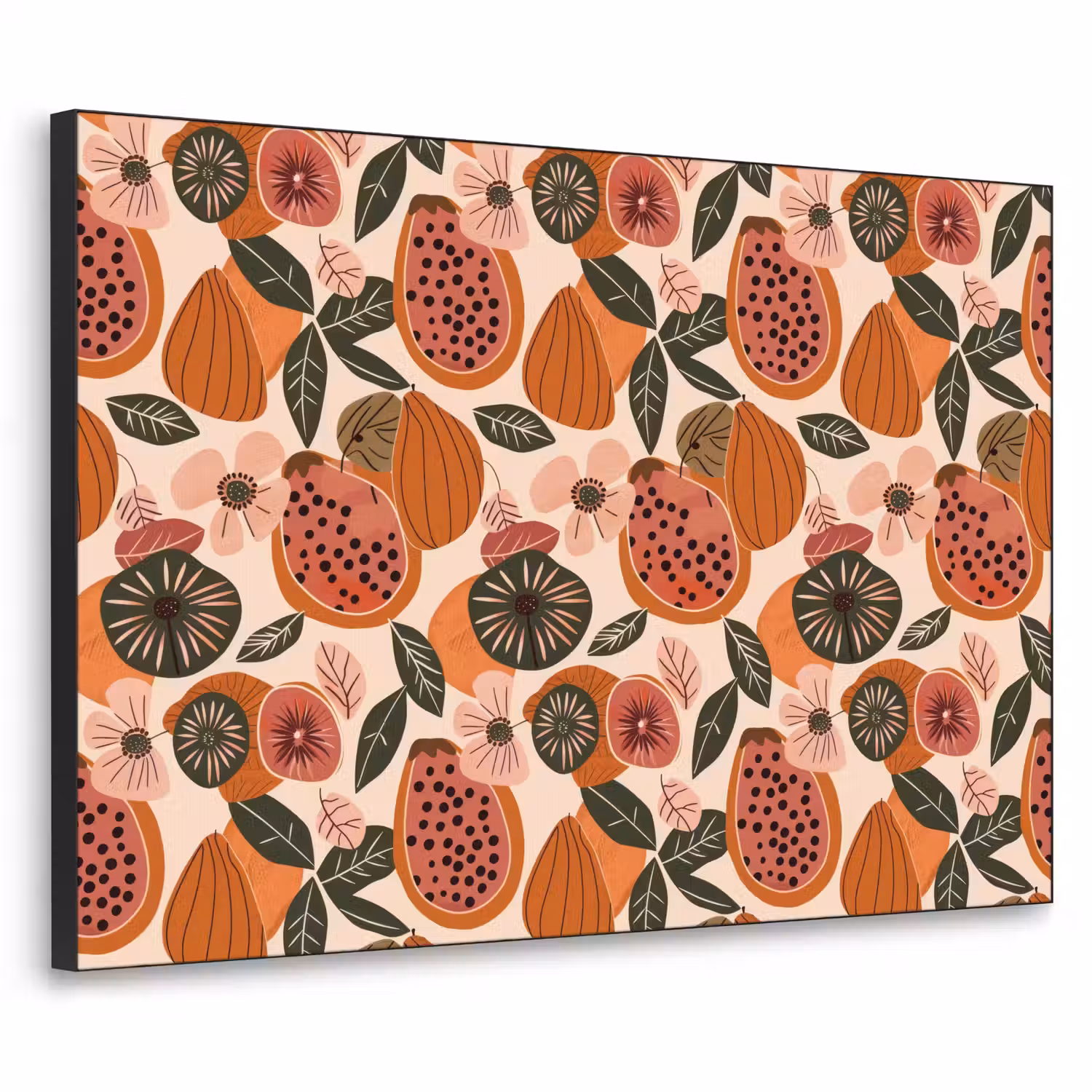 Papaja - Bloesem - Oranje Textielframe zwart klein 947 -3d