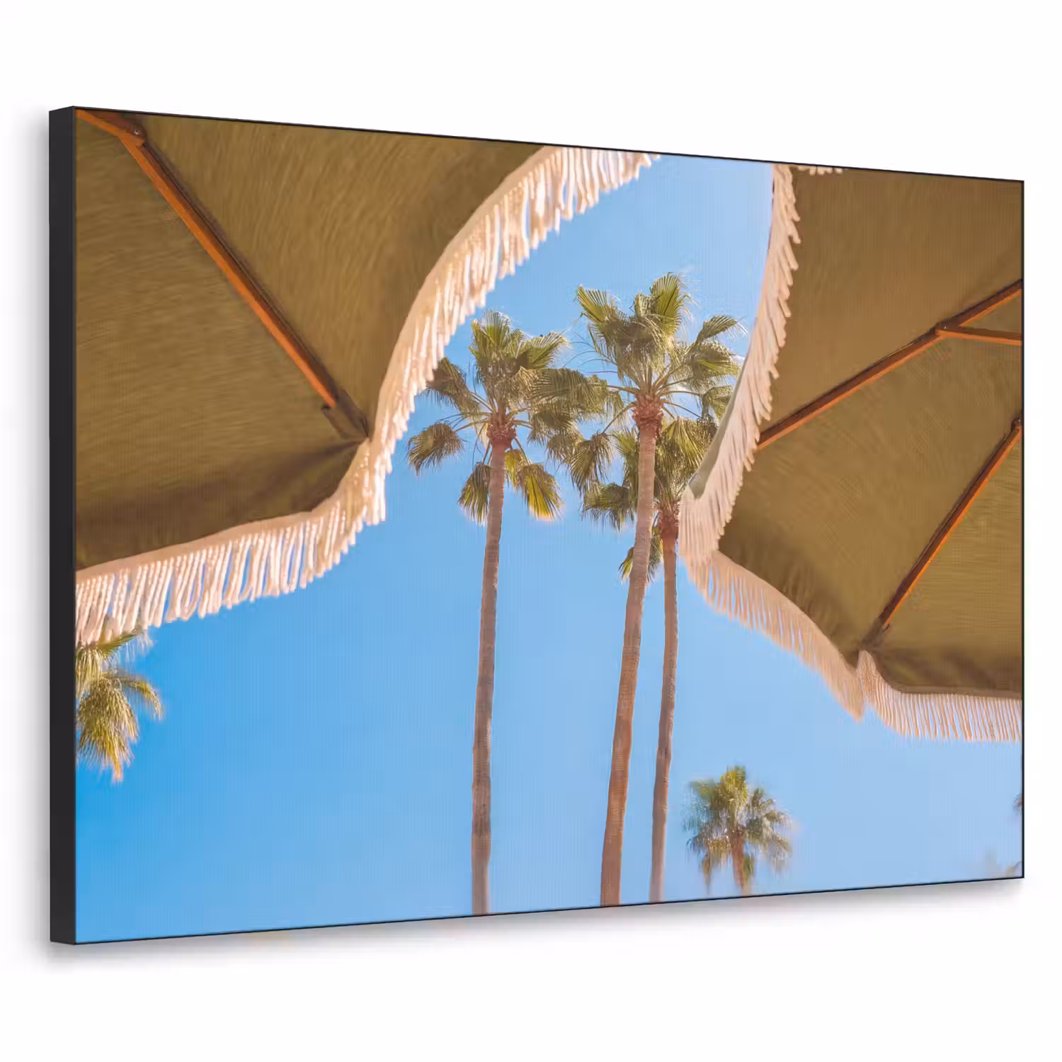 Parasol - Groen - Franjes - Zomer - Tropisch Textielframe zwart klein -3d