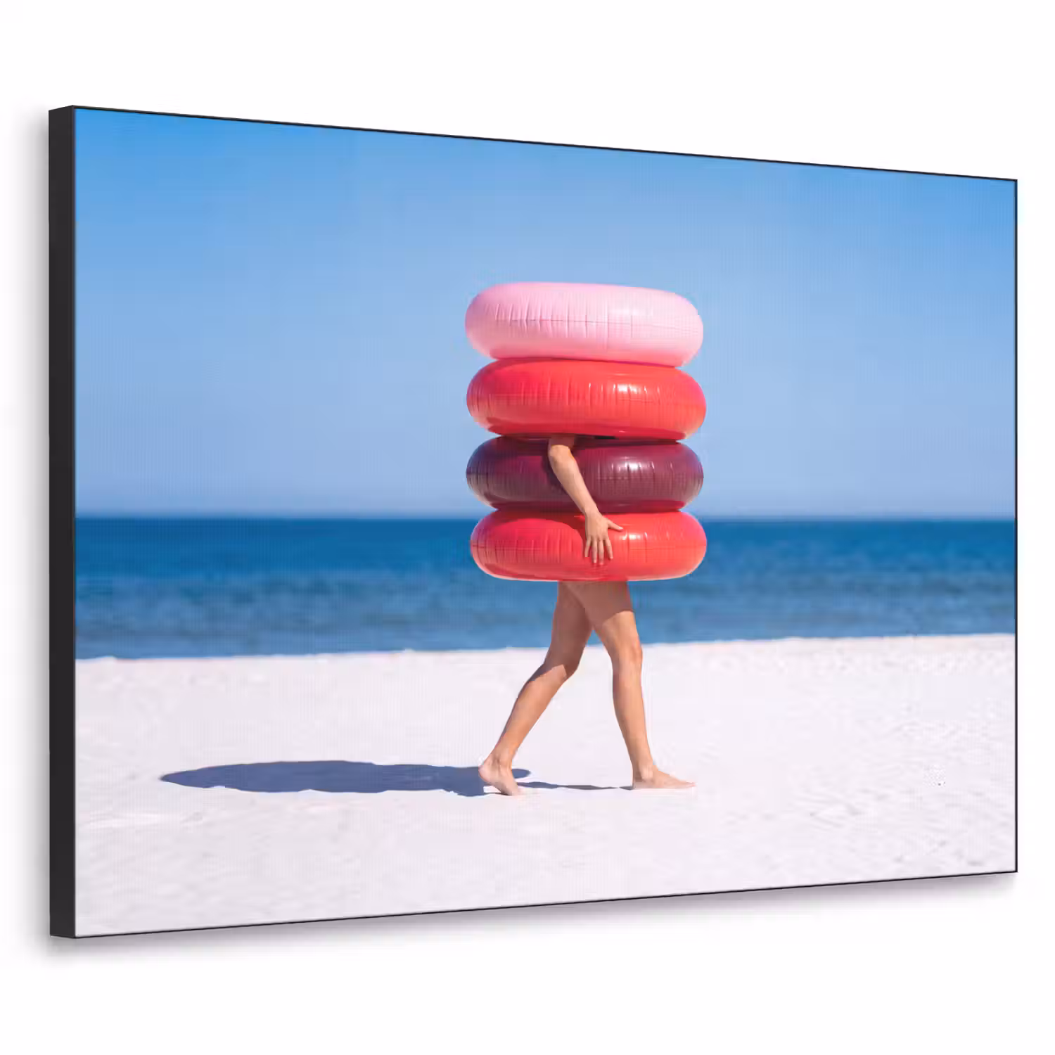 Mensen - Strand - Zomer - Recreatie - Kleurrijk Textielframe zwart klein -3d