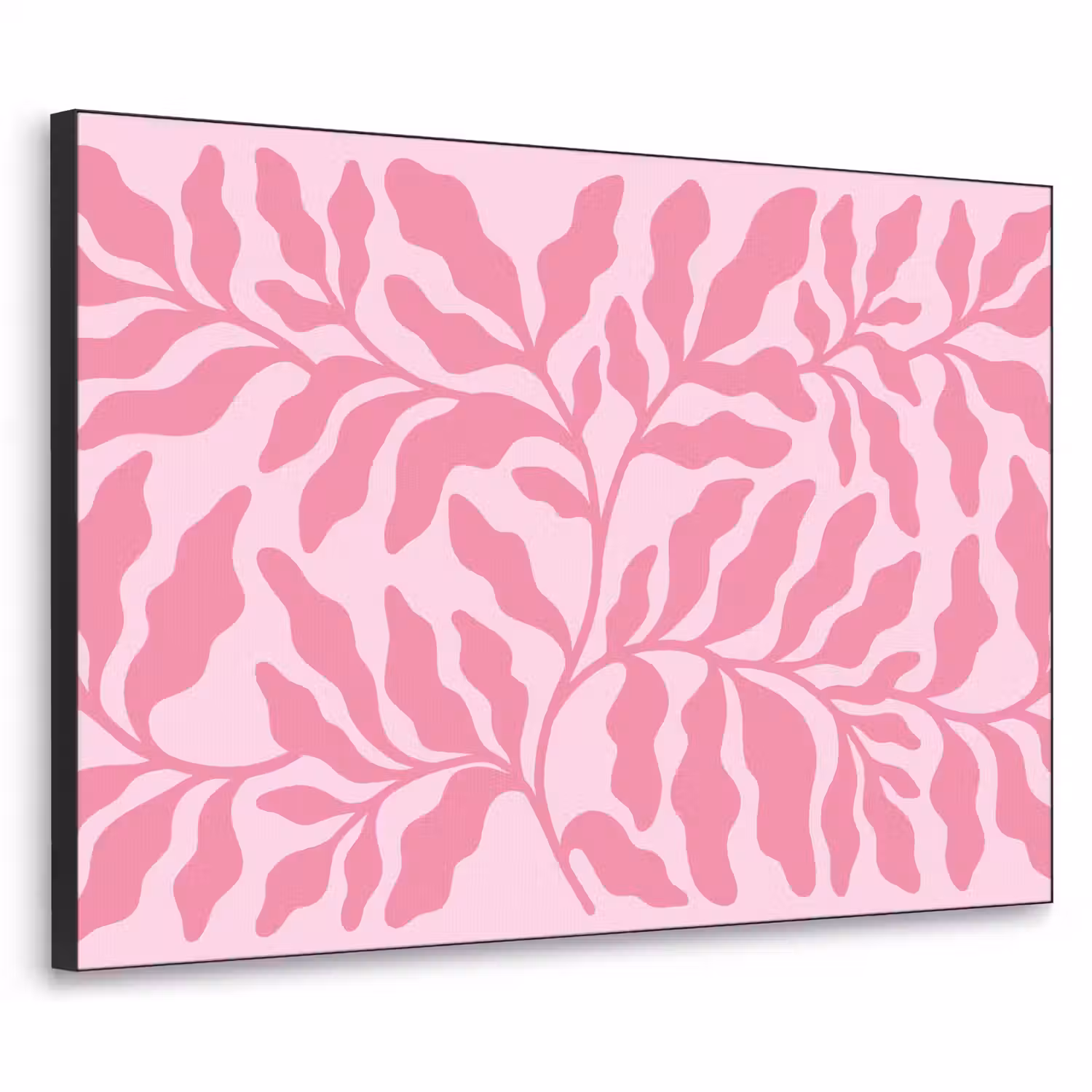 Planten - Organisch - Abstract - Modern - Roze Textielframe zwart klein -3d
