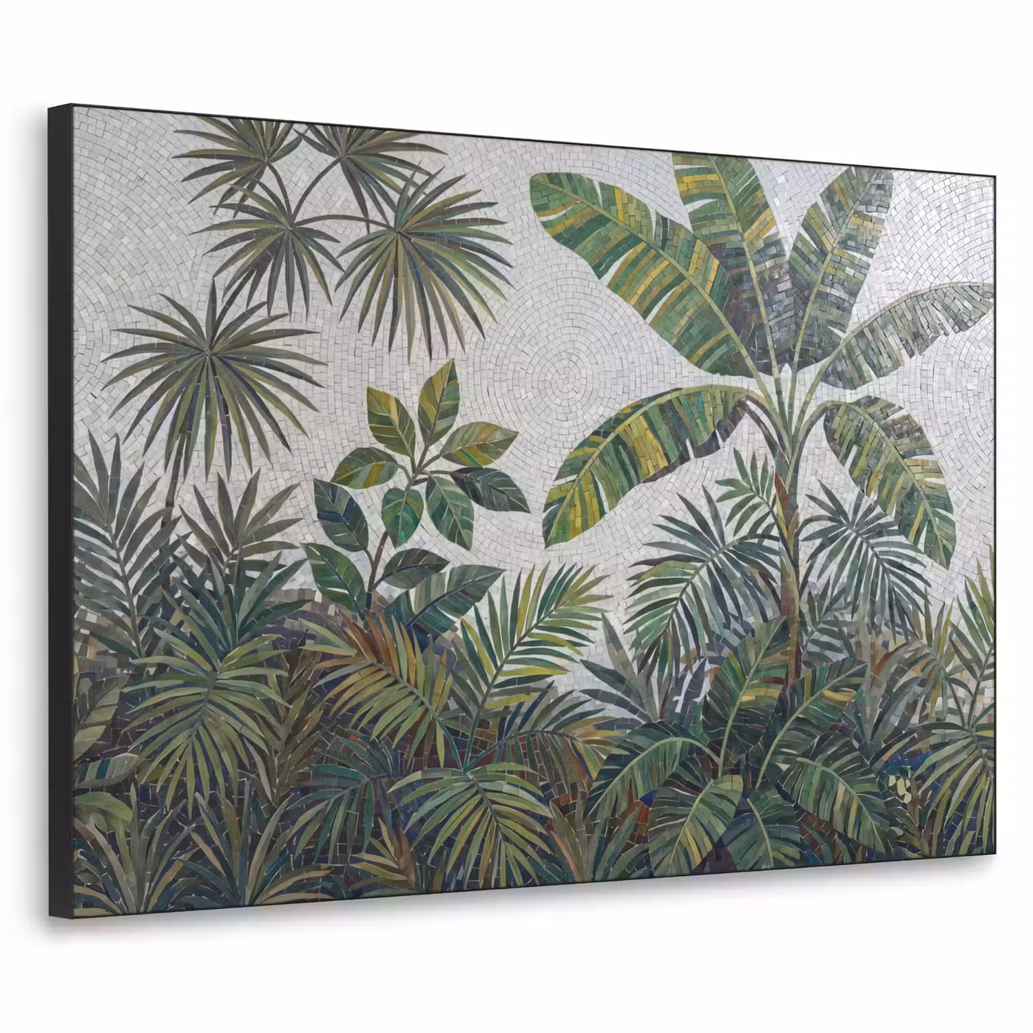 Planten - Tropisch - Mozaïek - Groen - Natuur Textielframe zwart klein -3d