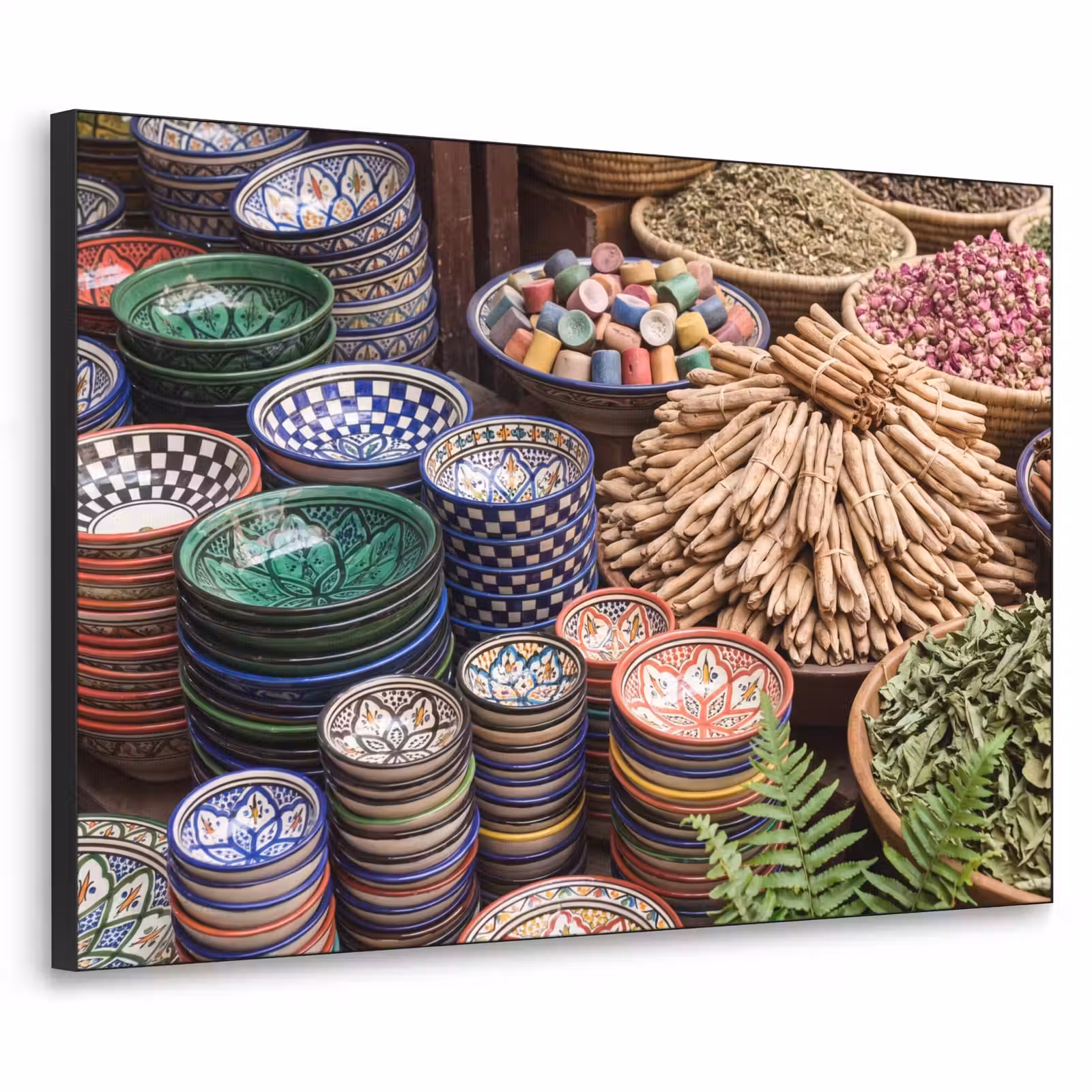 Art Frame - Pottery - Oriental - Colorful - Aardewerk - Oosters - Kleurrijk Textielframe zwart klein
