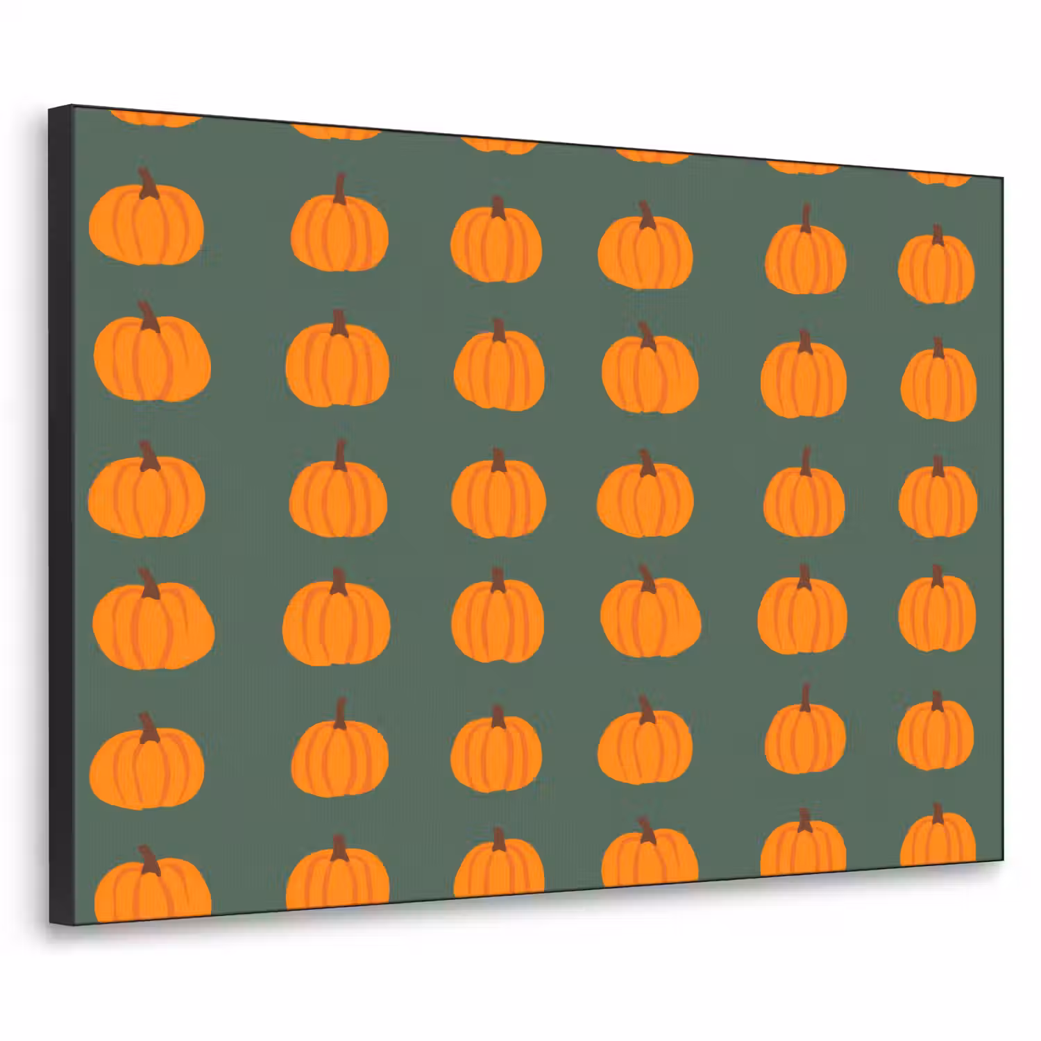 Pompoen - Patroon - Oranje Textielframe zwart klein 947 -3d