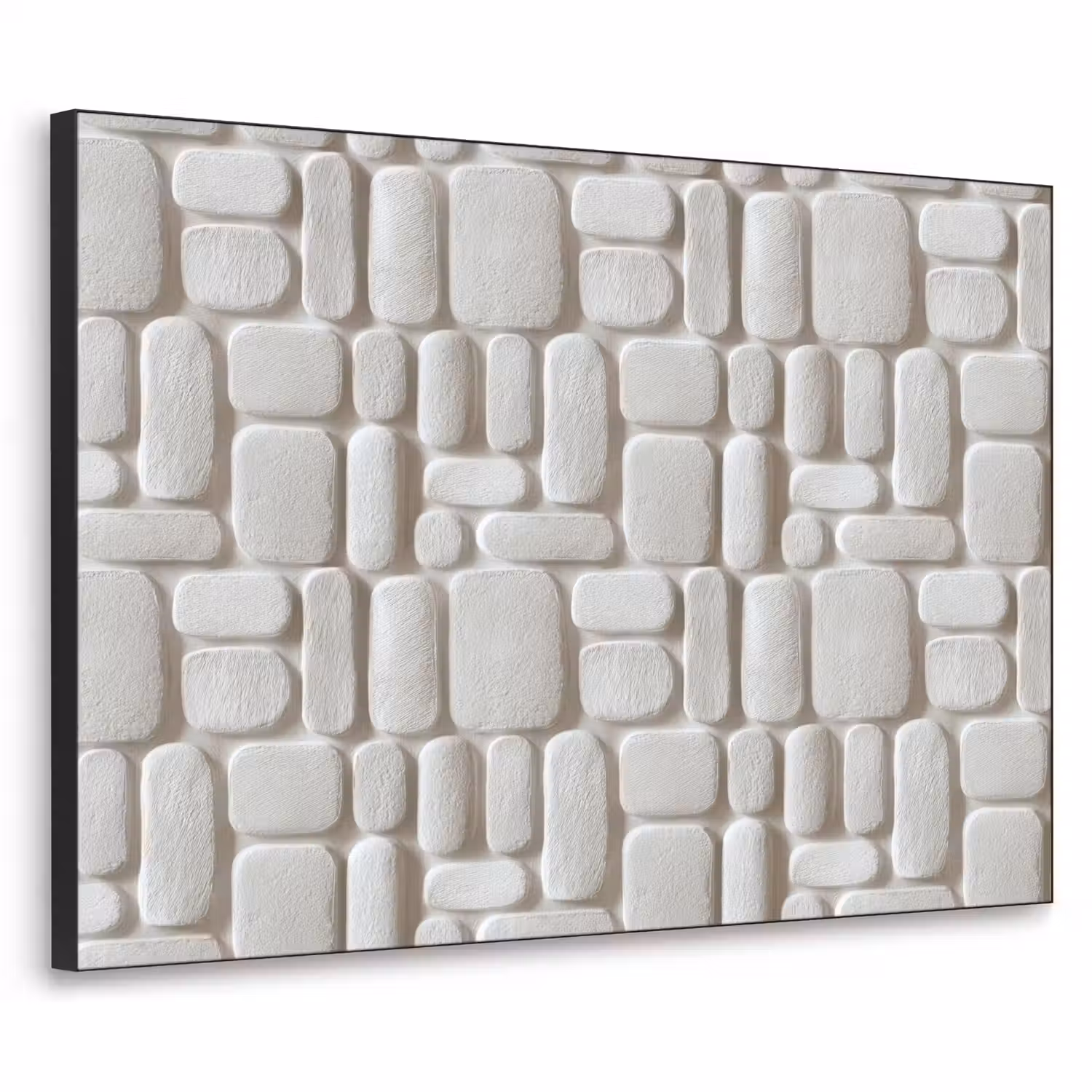 Reliëf - Structuur - Wit Textielframe zwart klein 947 -3d