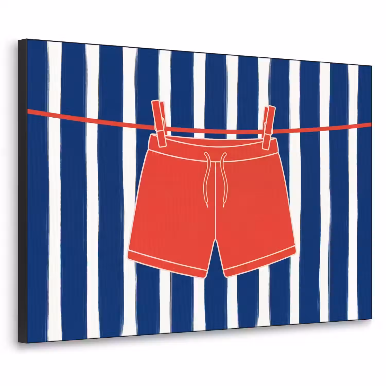 Shorts - Waslijn - Zomer - Illustratie - Rood Textielframe zwart klein -3d