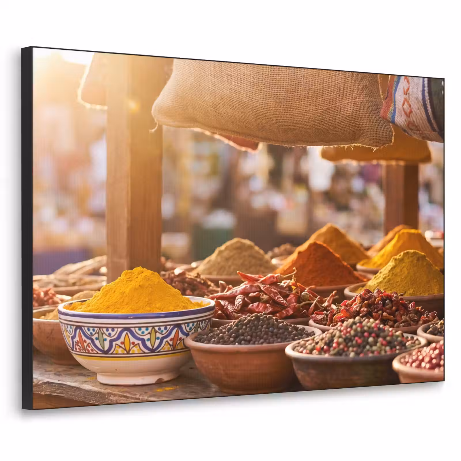 Art Frame - Spices - Market - Colorful - Specerijen - Markt - Kleurrijk Textielframe zwart klein