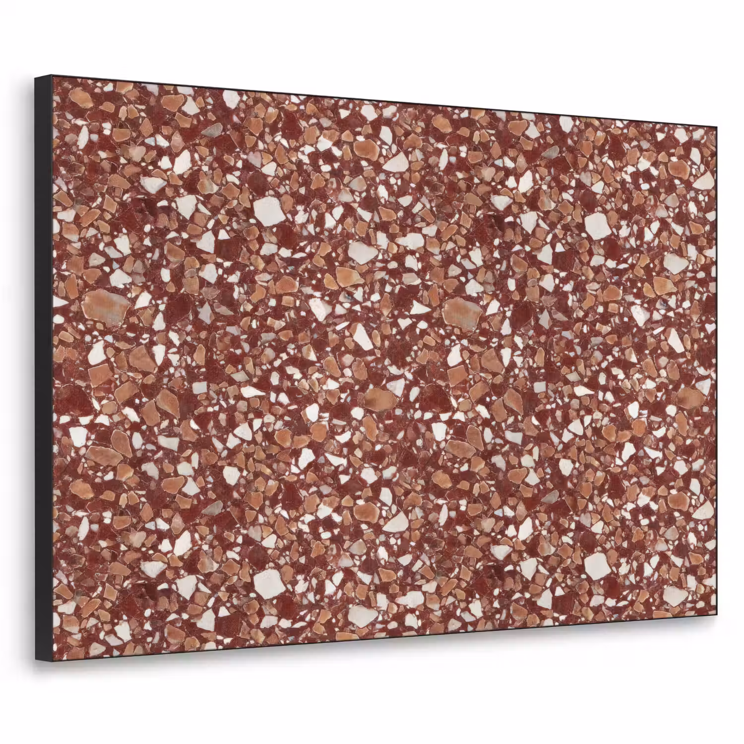 Terrazzo - Patroon - Steentextuur - Roodbruin Textielframe zwart klein 947 -3d