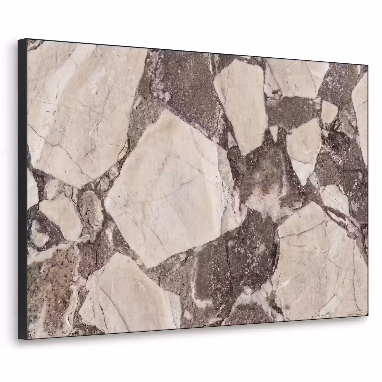 Textuur - Marmer - Abstract - Beige - Bruin Textielframe zwart klein -3d
