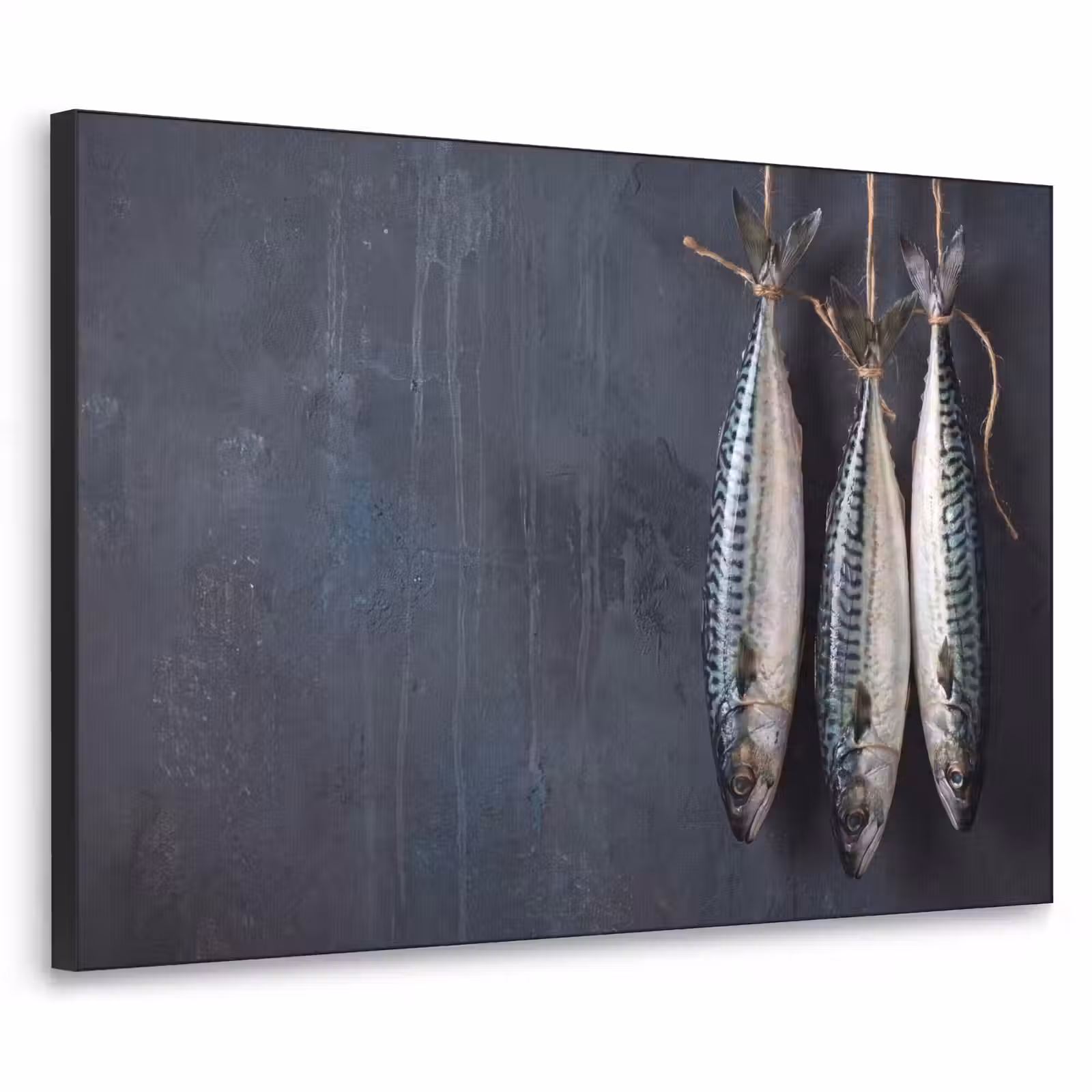 Art Frame - Three Fish - Rope - Drie vissen - Touw Textielframe zwart klein