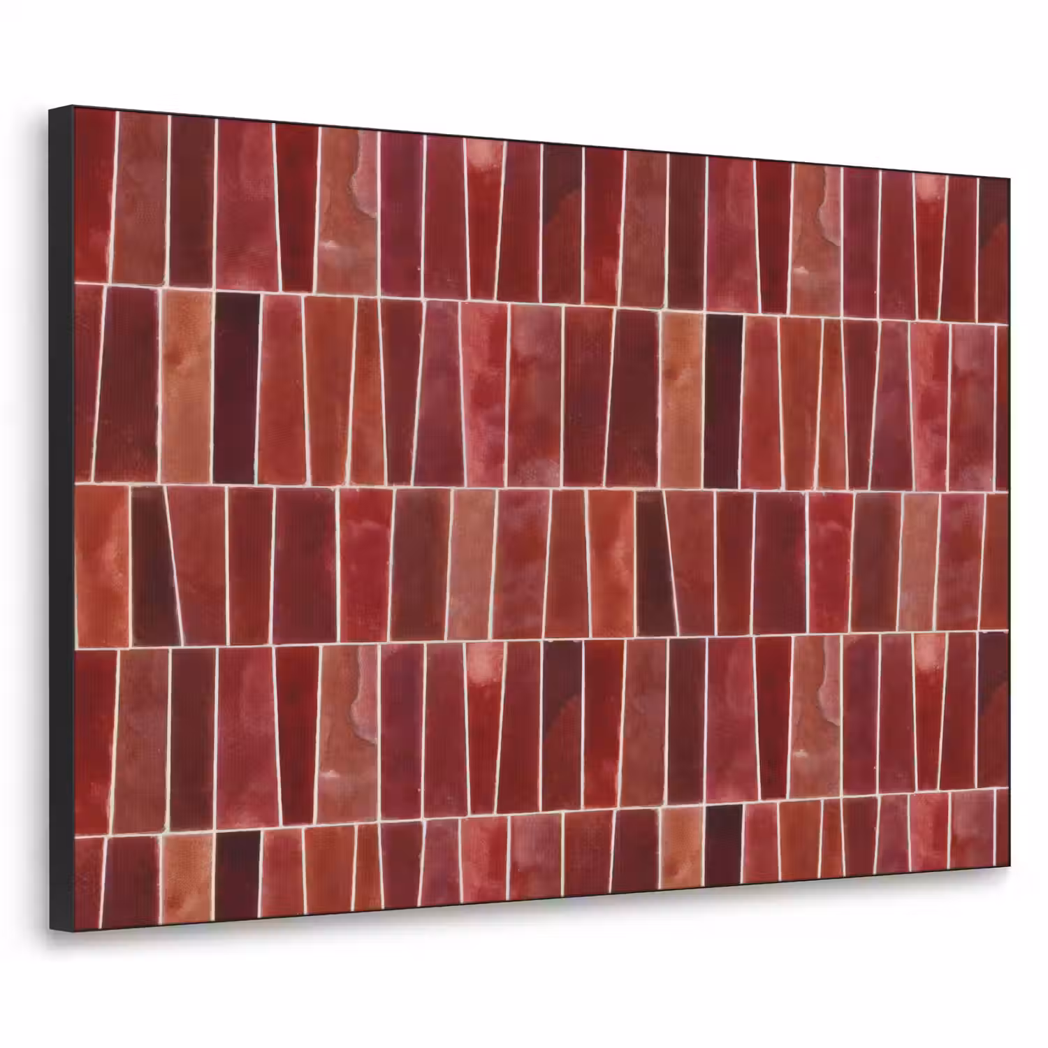 Tegels - Modern - Structuur - Dieprood Textielframe zwart klein 947 -3d