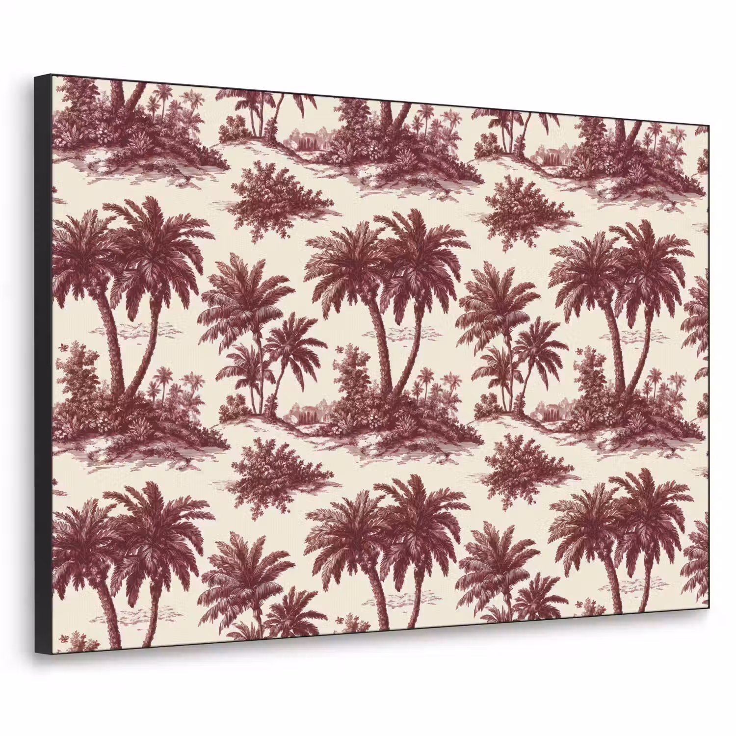 Tropisch - Geometrisch - Bordeauxrood Textielframe zwart klein 947 -3d