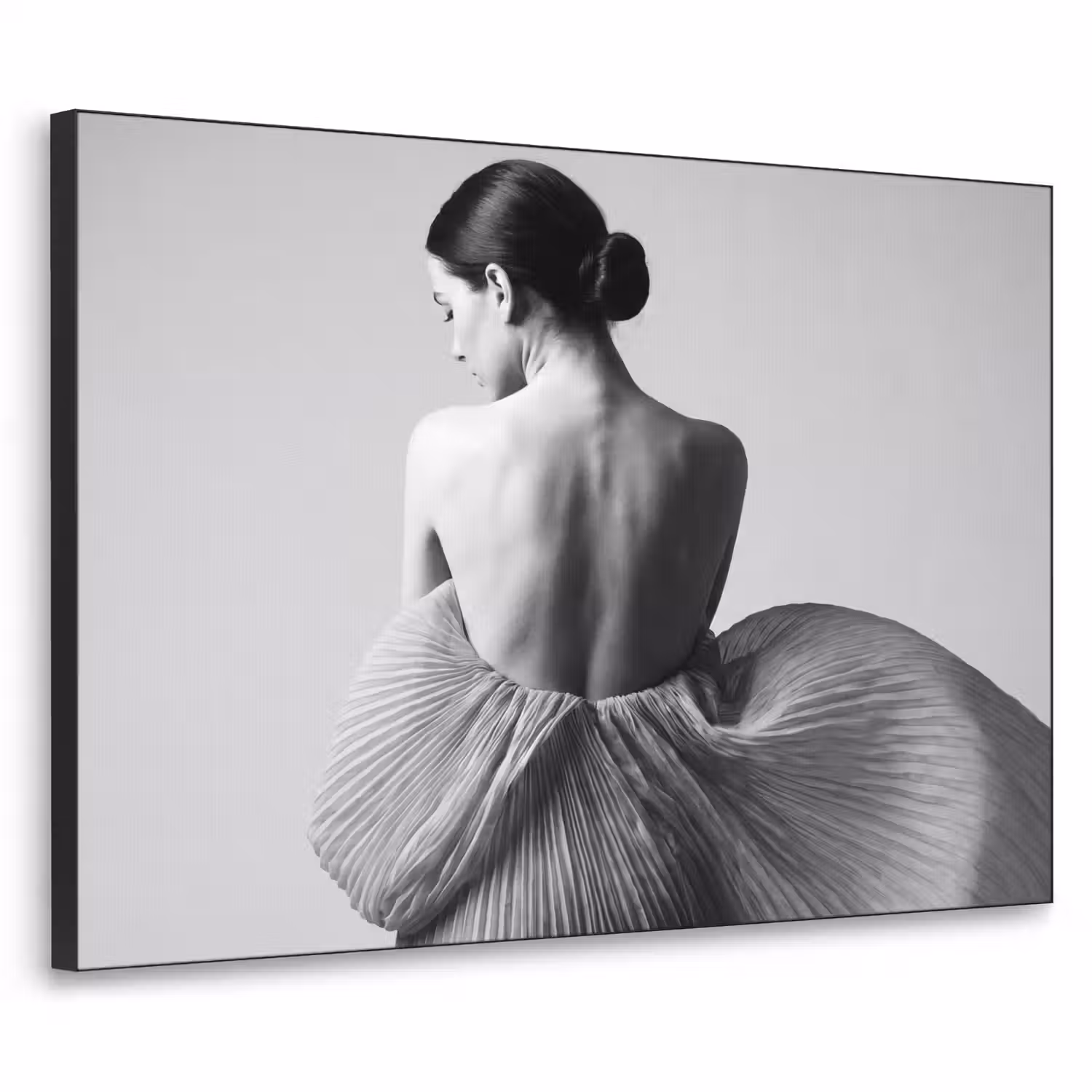 Vrouw - Rug - Textuur - Zwart - Wit - Elegant Textielframe zwart klein -3d