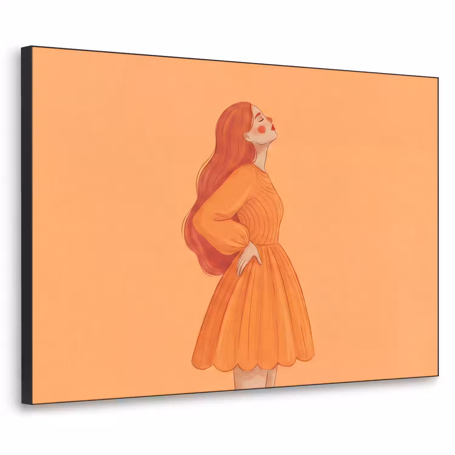 Vrouw - Profiel - Mensen - Modern - Oranje Textielframe zwart klein -3d