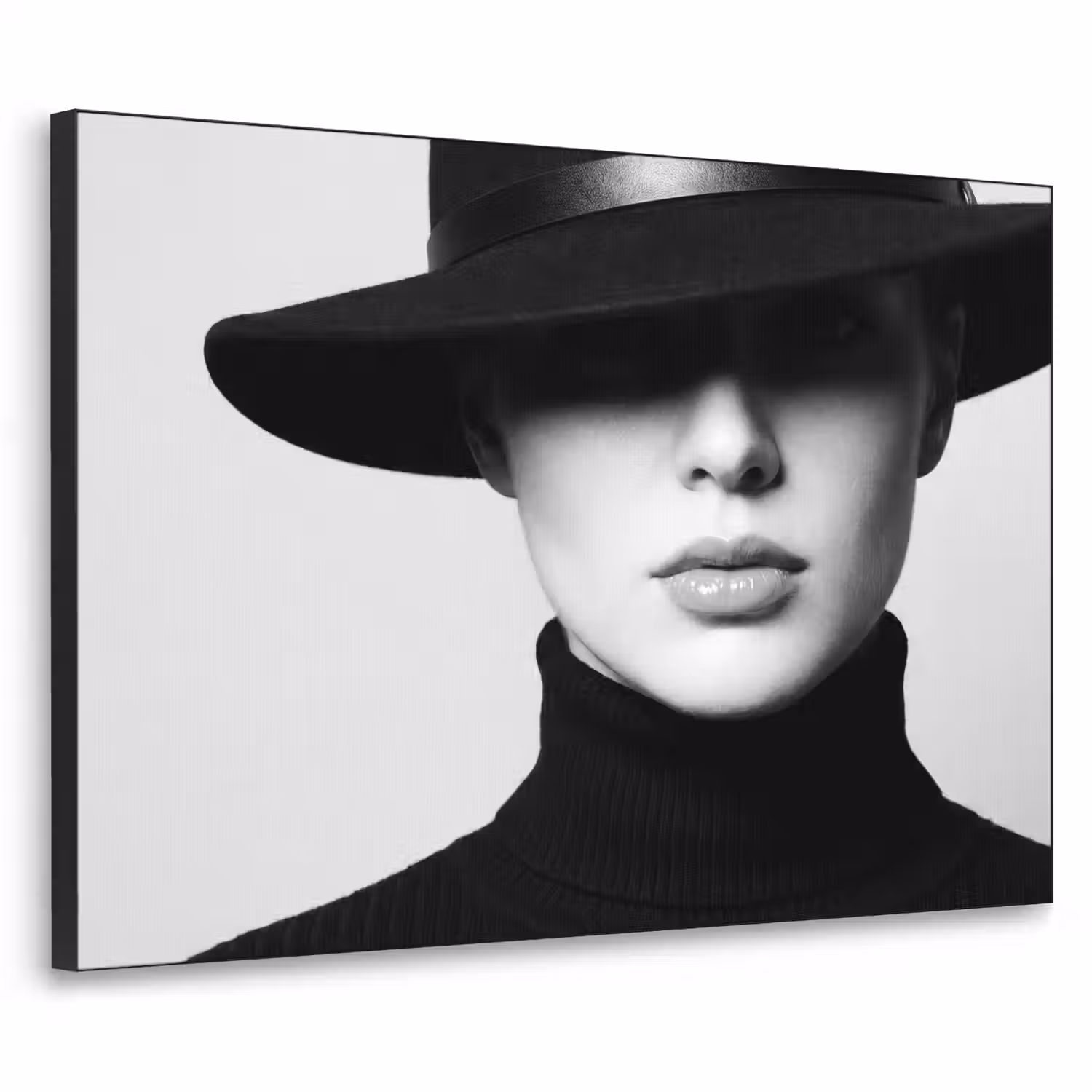 Vrouw - Schaduw - Zwart - Wit - Mysterieus Textielframe zwart klein -3d