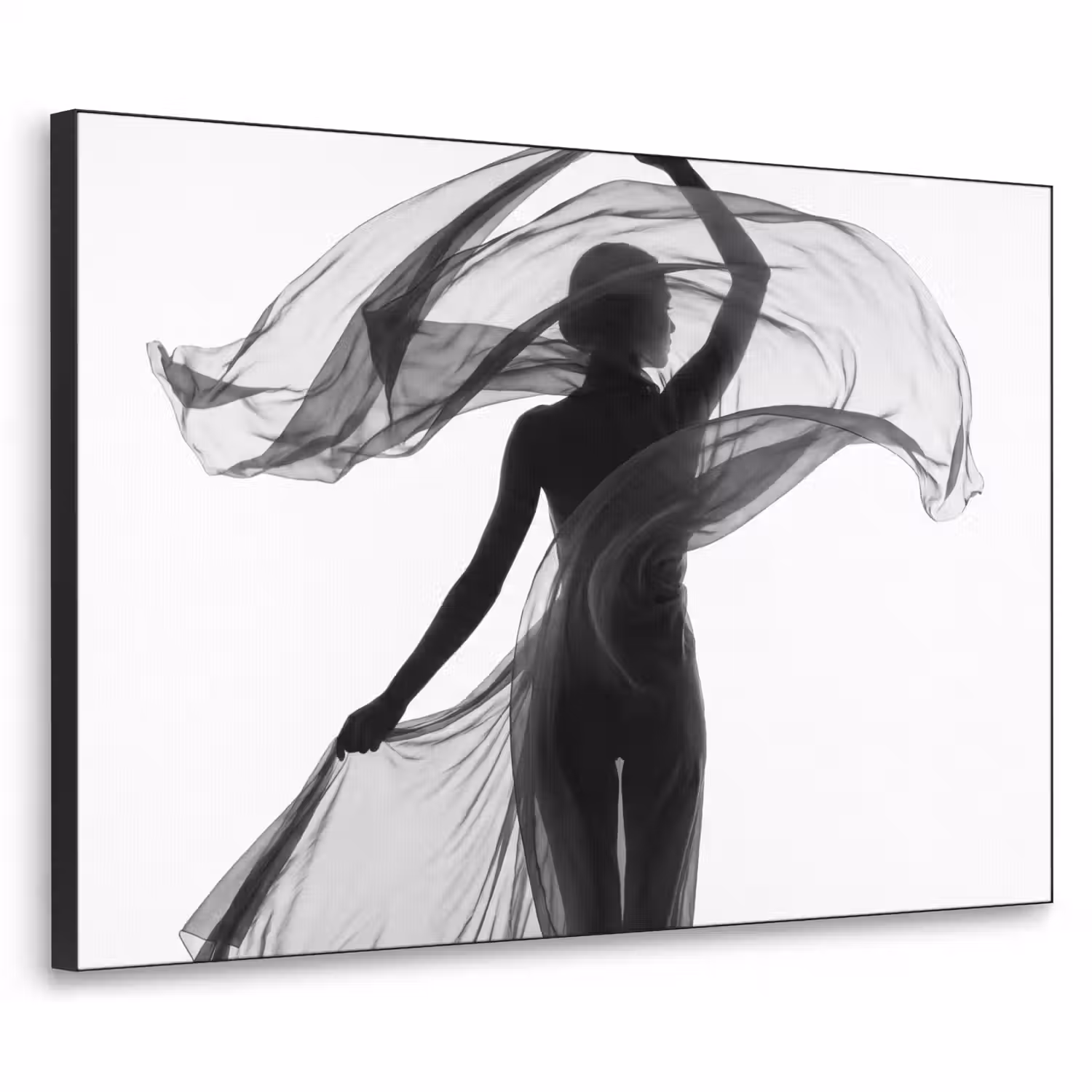 Vrouw - Sluier - Portret - Zwart - Wit - Artistiek Textielframe zwart klein -3d