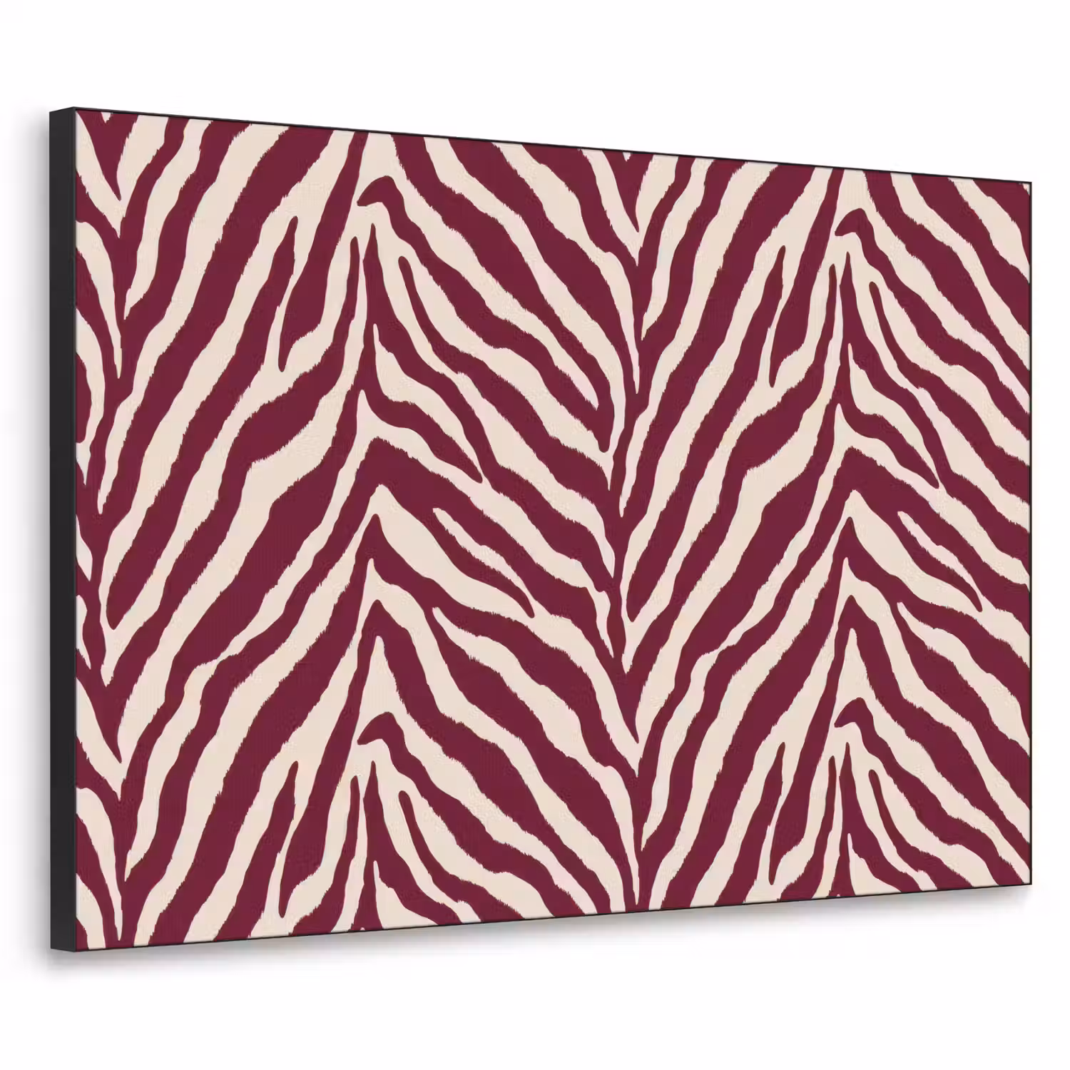 Zebra - Motief - Bordeaux - Rood Textielframe zwart klein 947 -3d