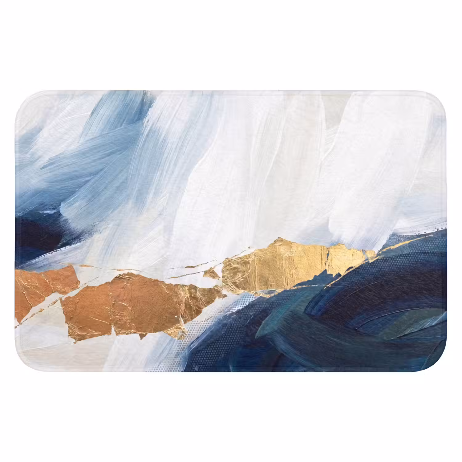 Abstract - Acryl - Blauw - Goud - Elegant Badmat klein -3d