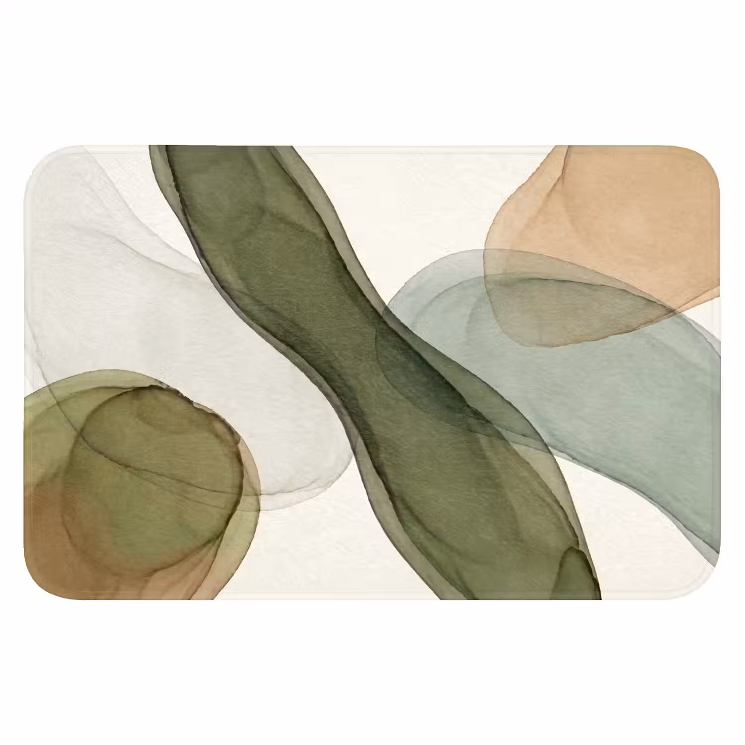 Abstract - Vormen - Modern - Kunst - Groen - Bruin Badmat klein -3d