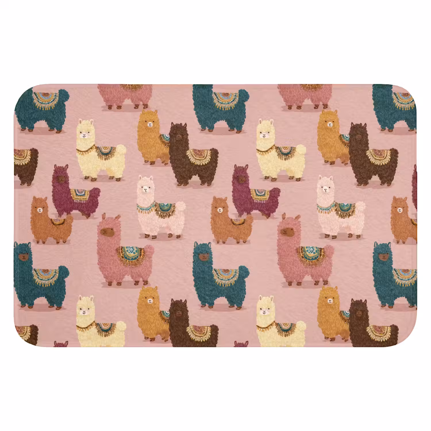 Alpaca's - Patroon - Kleurrijk Badmat klein 997 -3d