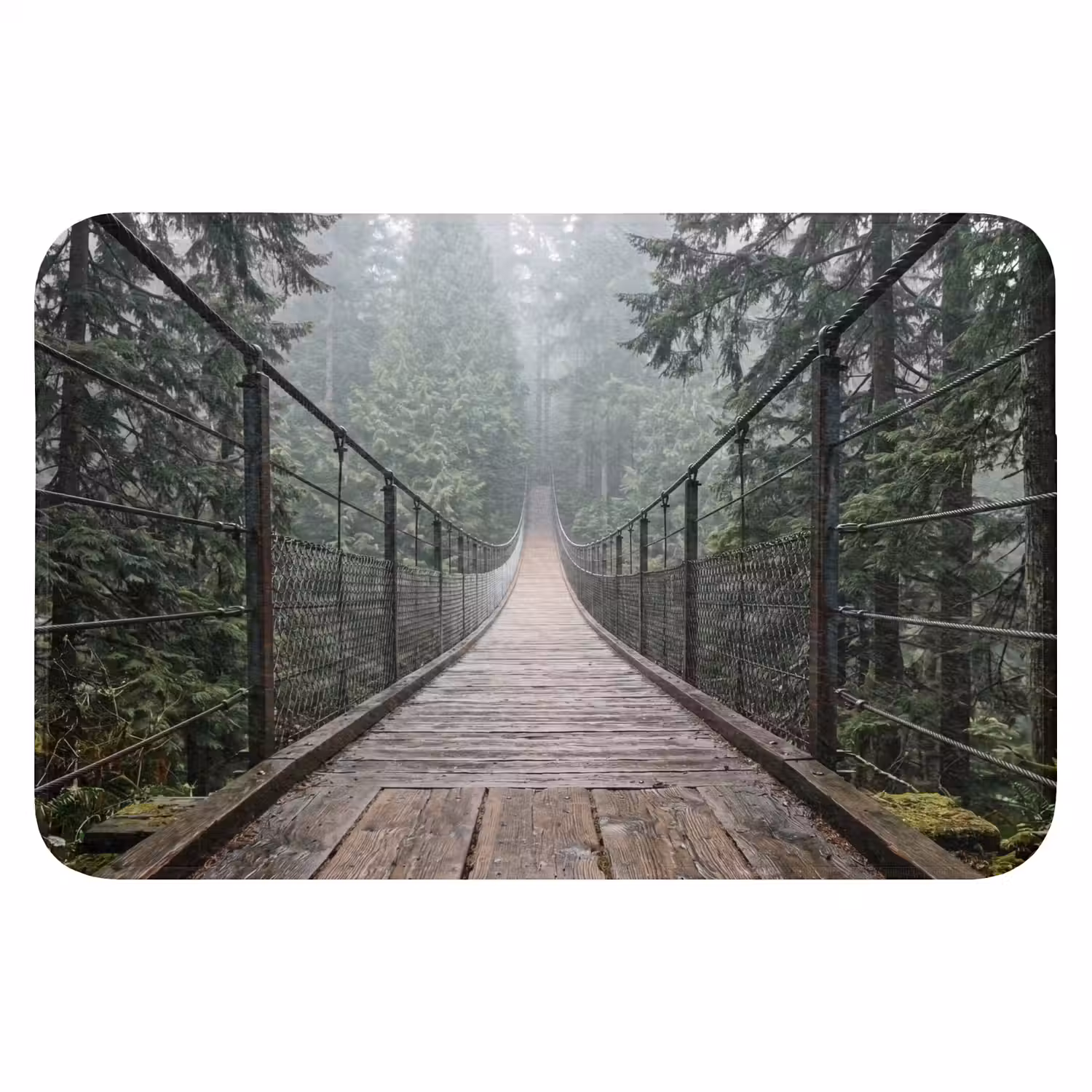 Brug - Bos - Mist - Natuur Badmat klein -3d