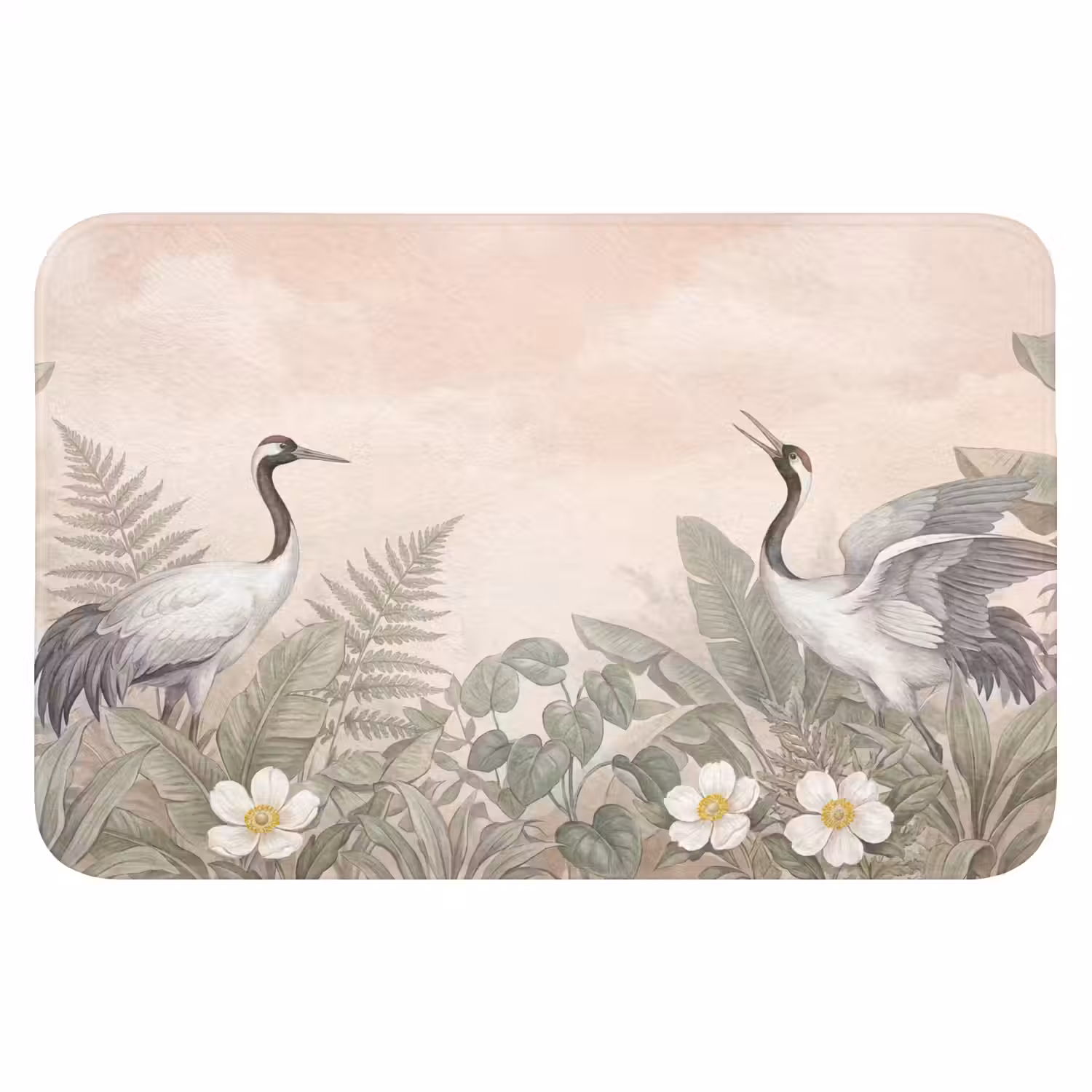 Kraanvogels - Natuur - Roze Badmat klein -3d