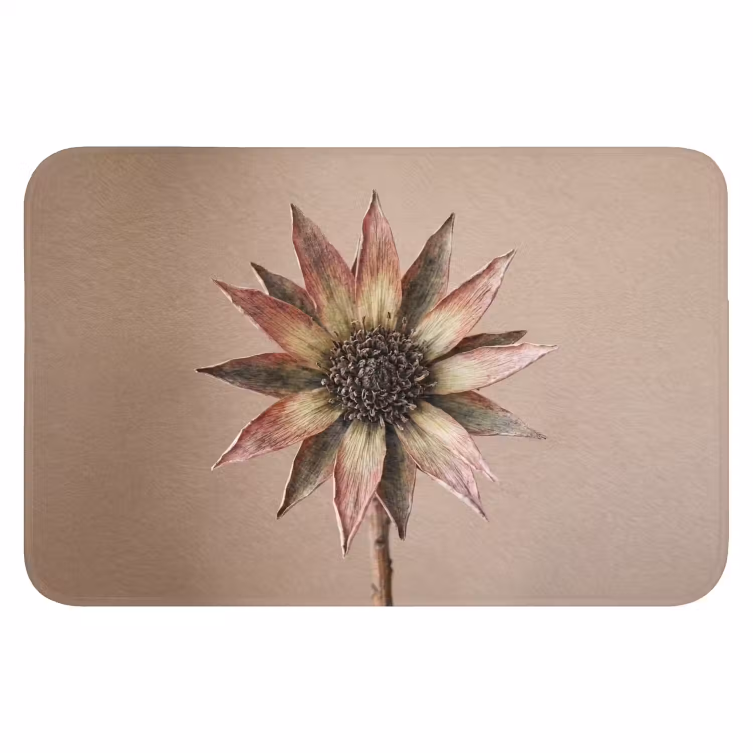 Droogbloem - Protea - Vintage - Beige - Rustiek Badmat klein -3d