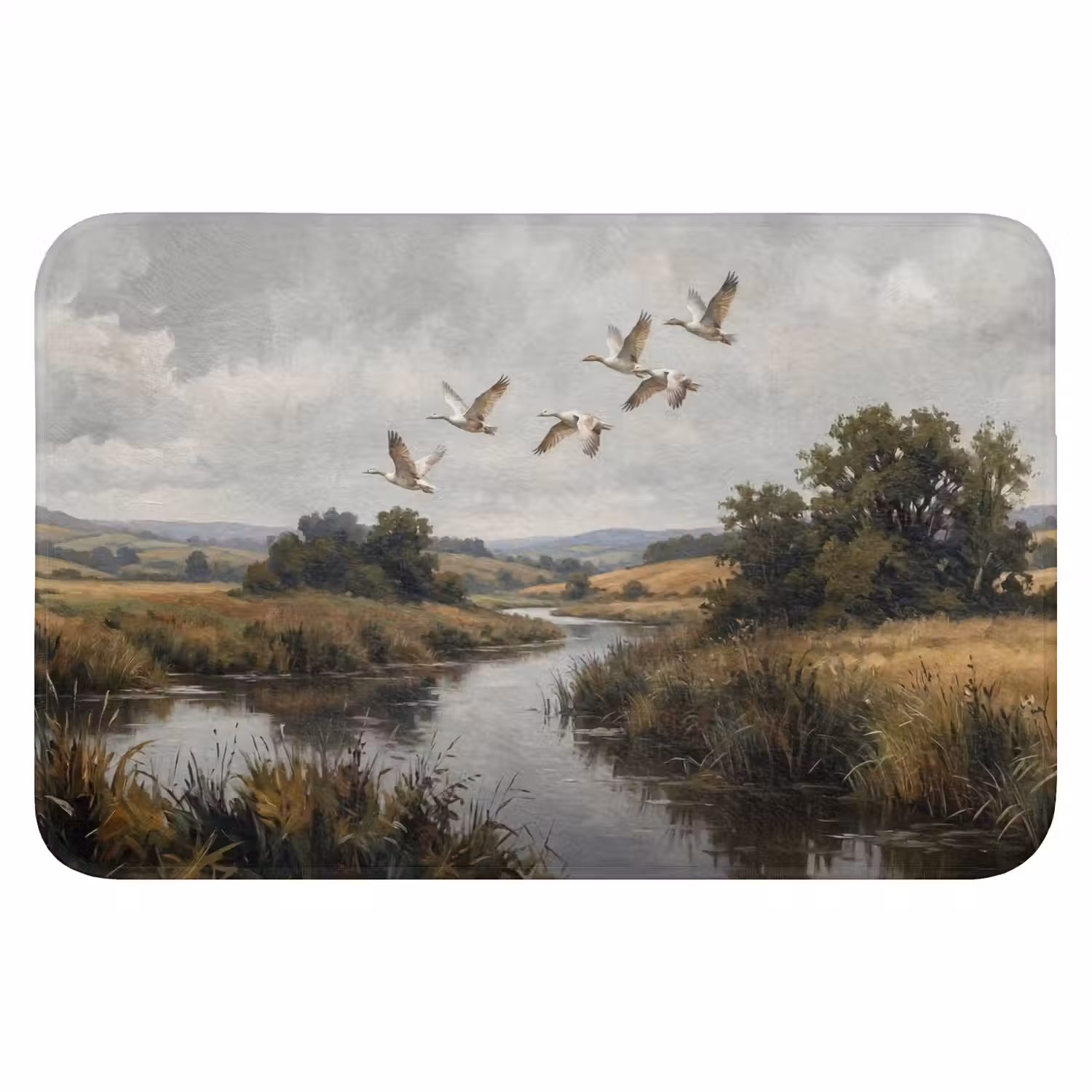 Eenden - Rivier - Landschap - Vlucht - Nostalgisch Badmat klein -3d