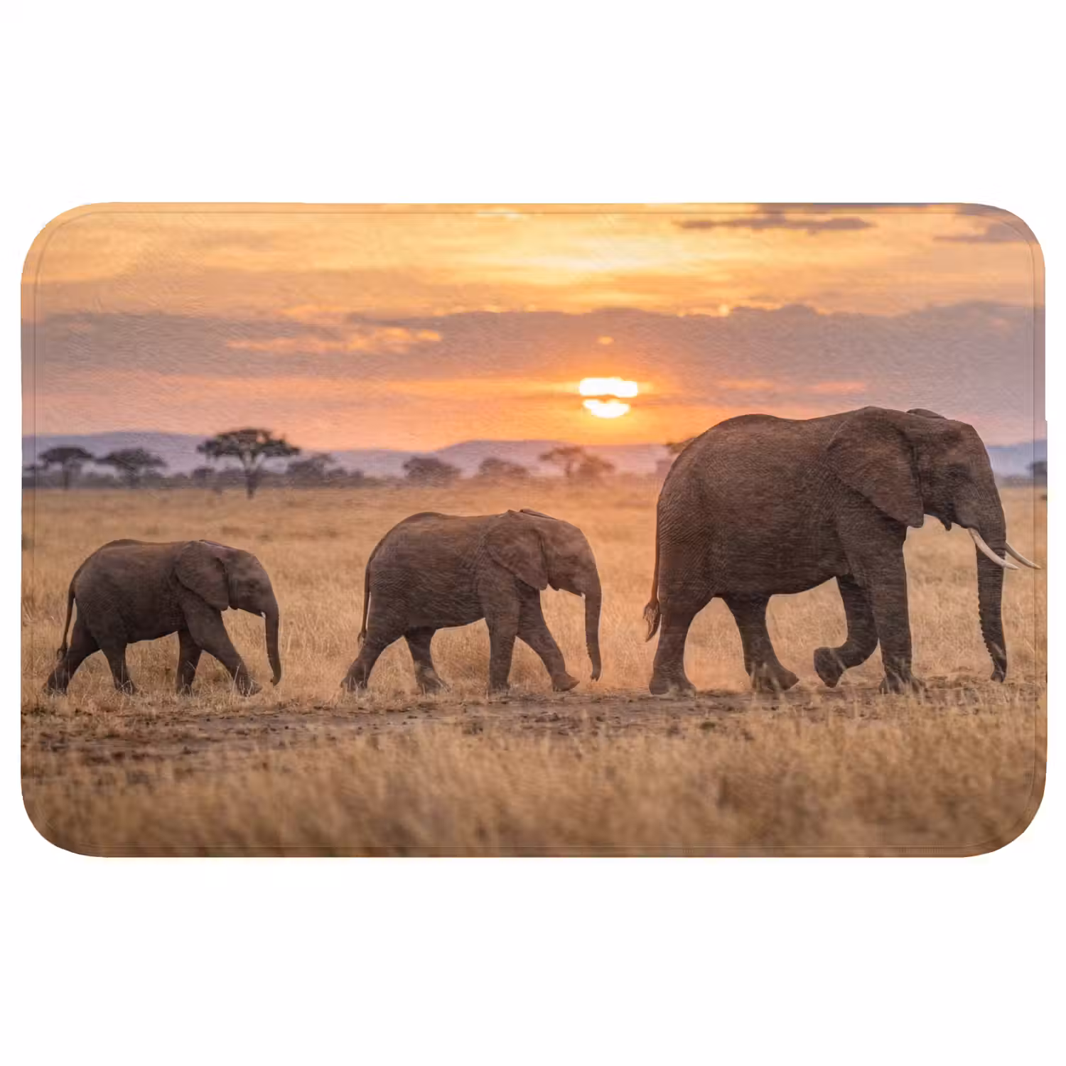 Olifanten - Savanne - Zonsondergang - Afrika - Warm Badmat middel -3d