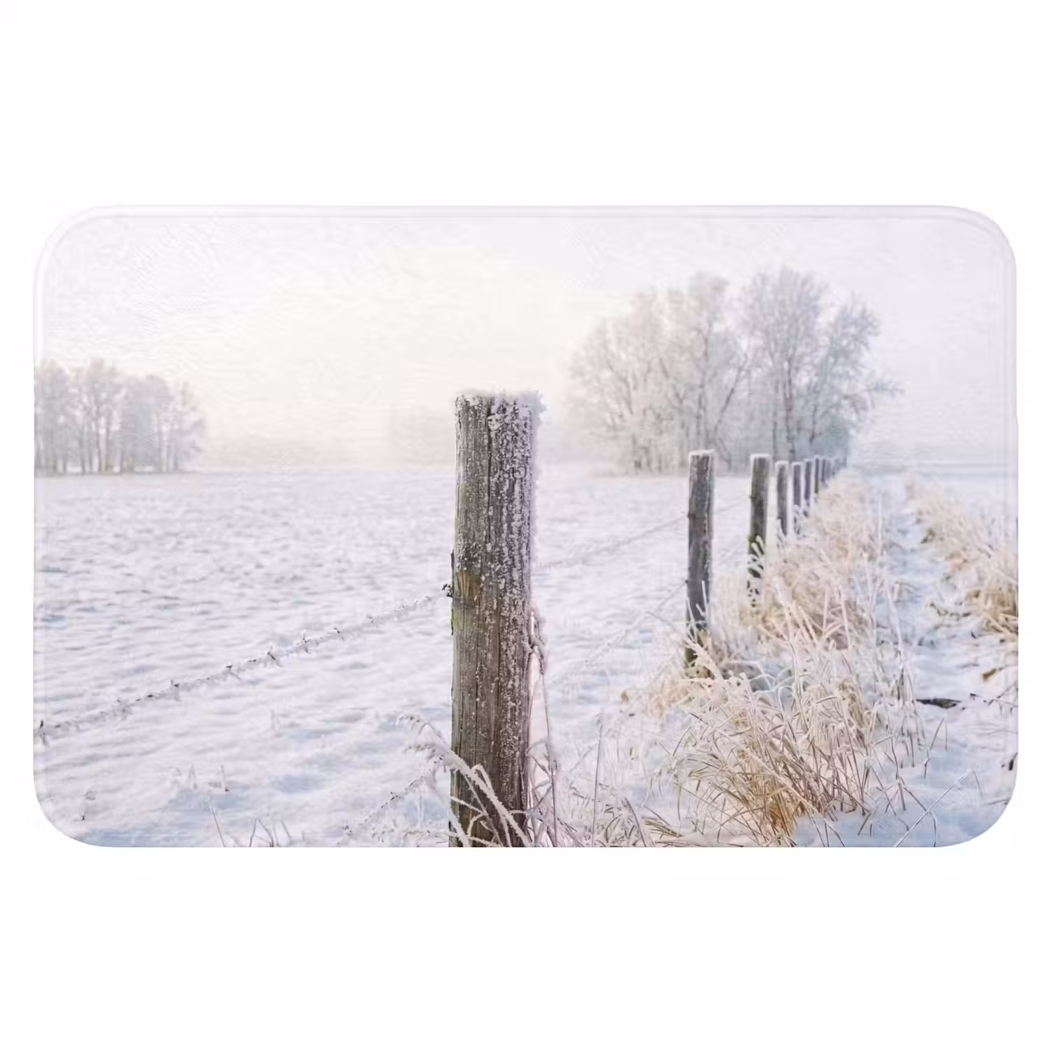 Hek - Sneeuw - Mist - Platteland - Nostalgisch Badmat klein -3d
