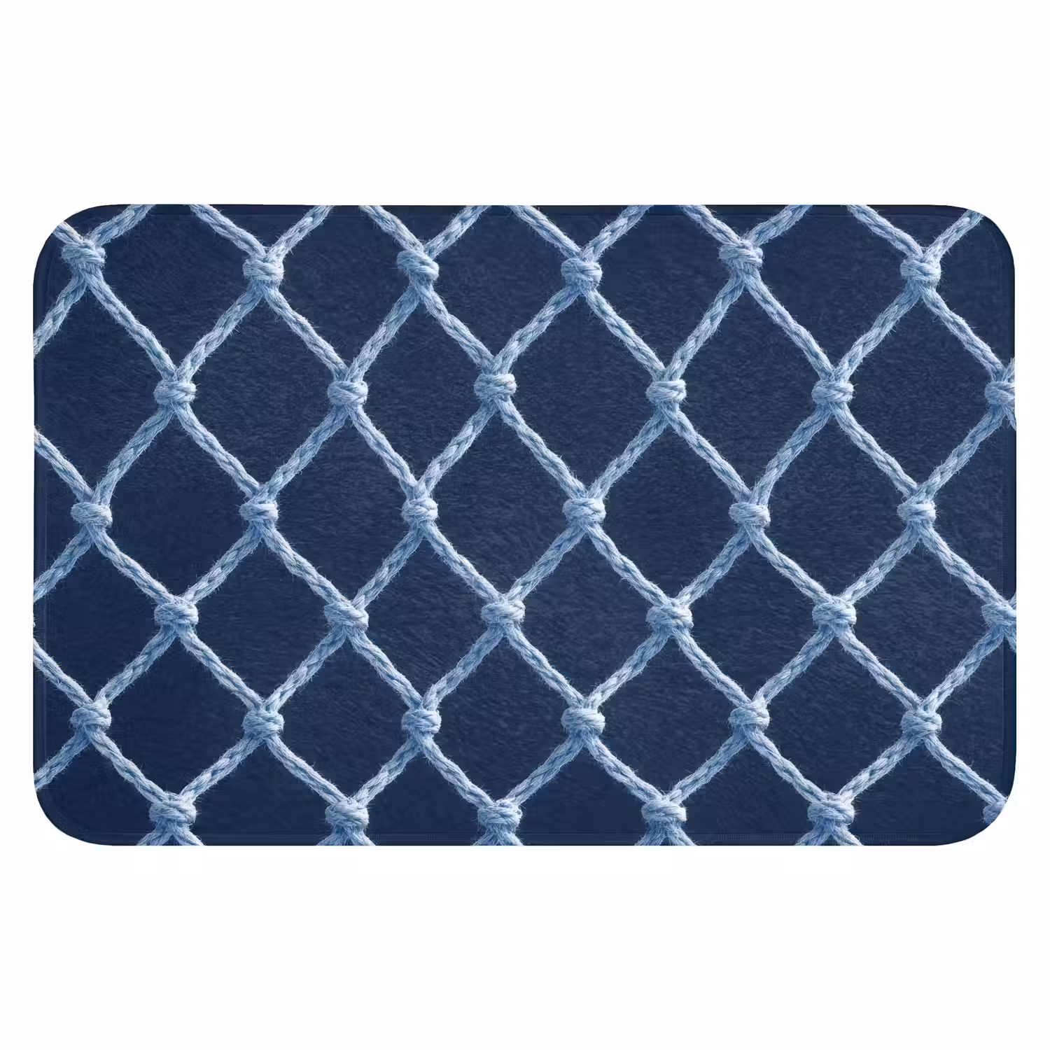 Visnet - Touw - Patroon - Marineblauw Badmat klein 997 -3d