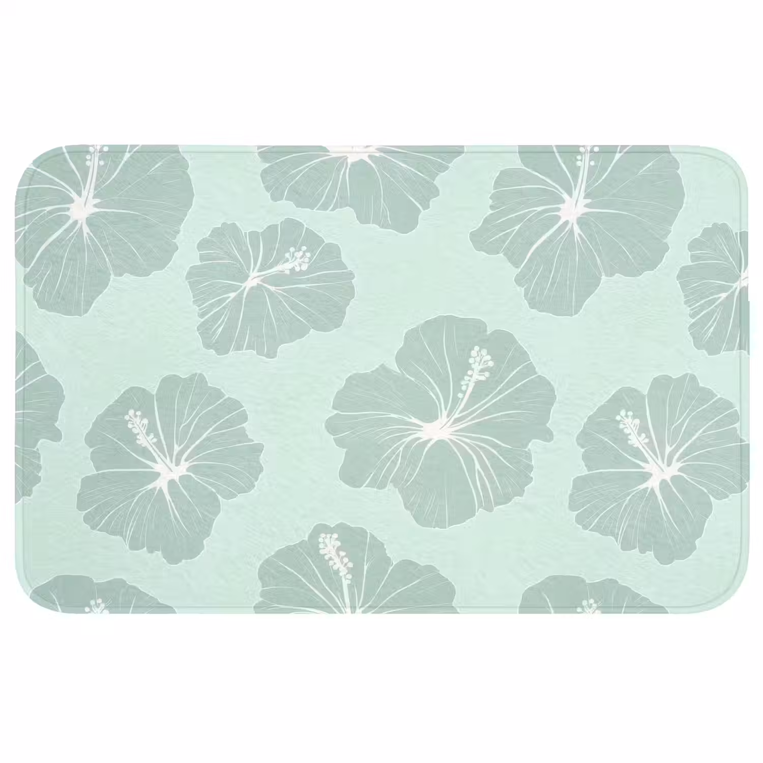 Bloemen - Hibiscus - Mint Badmat klein 997 -3d
