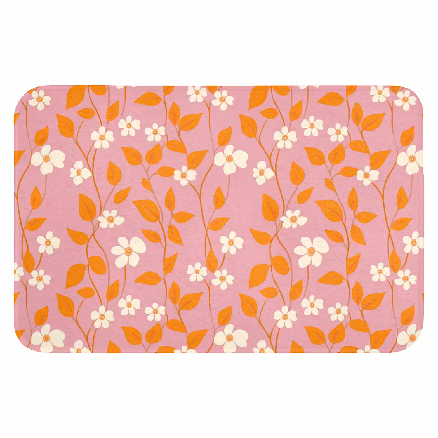 Bloemen - Patroon - Oranje Badmat klein 997 -3d