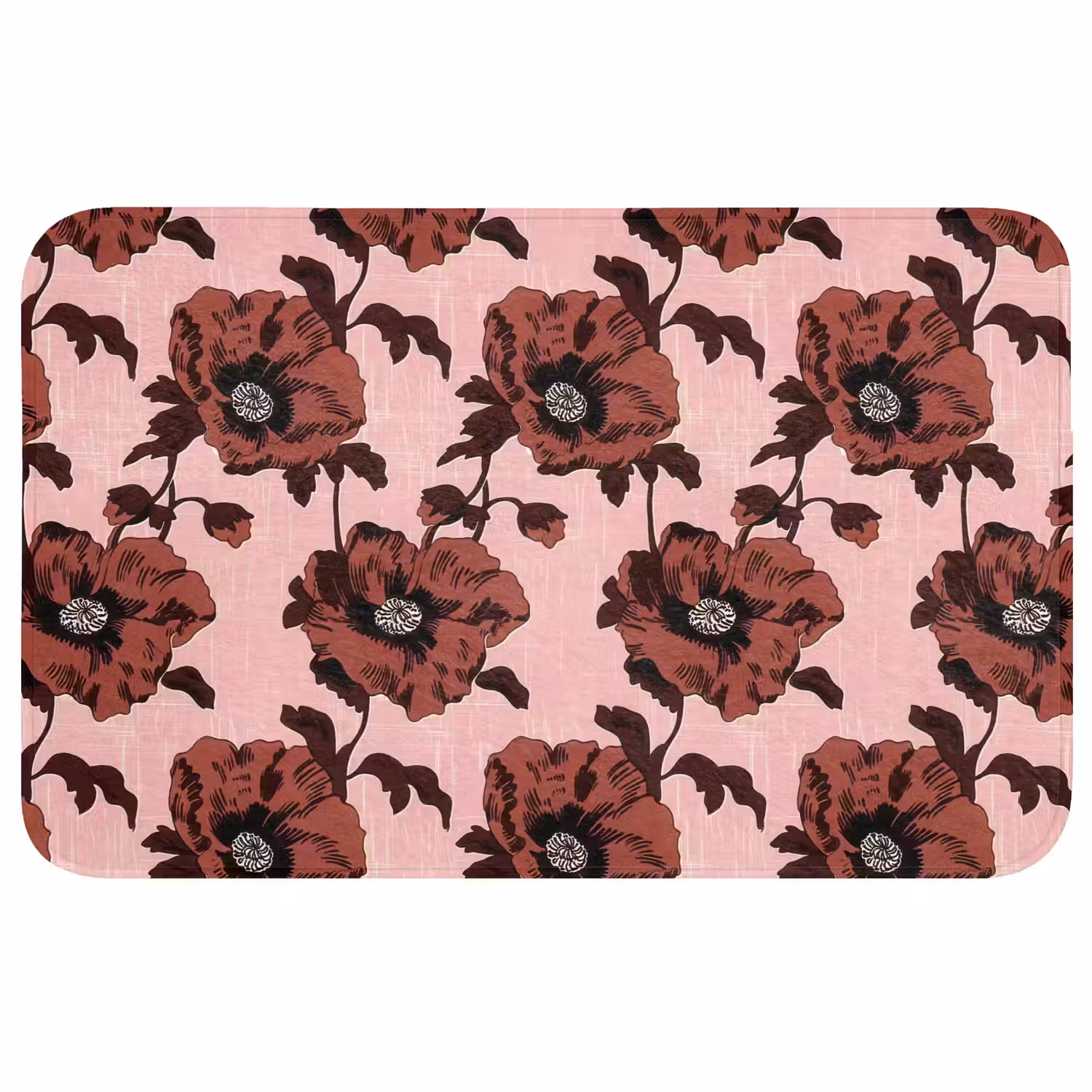 Bloemen - Retro - Rood Badmat middel 997 -3d