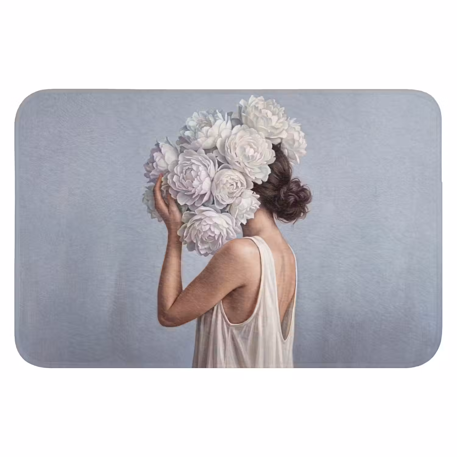 Bloemen - Vrouw - Wit Badmat klein -3d